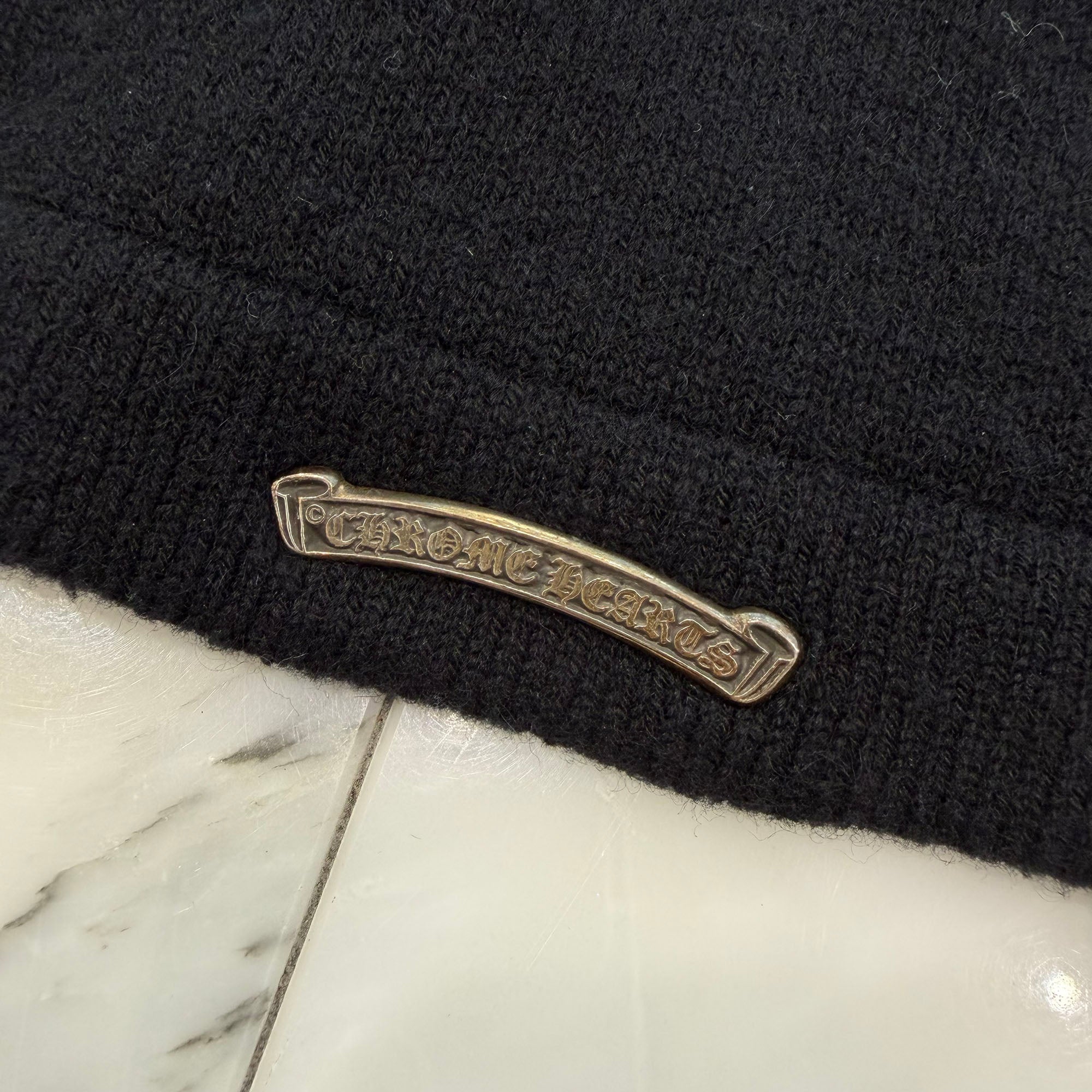 CHROME HEARTS Y NOT King Taco 3 Cemetery Cross Leather Patch Cashmere Knit Cardigan Size XL クロムハーツ ワイノット キングタコ 3セメタリークロスレザーパッチ カシミアニット カーディガン サイズXL