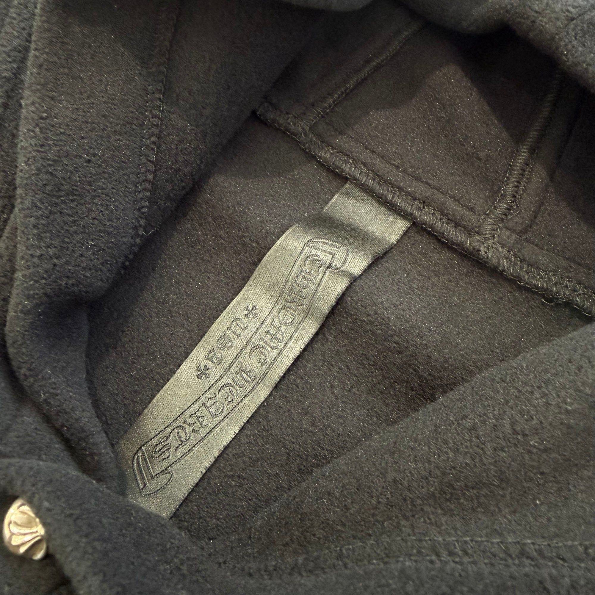 CHROME HEARTS Y NOT CH Plus Leather Patch Fleece Hoodie Size XS