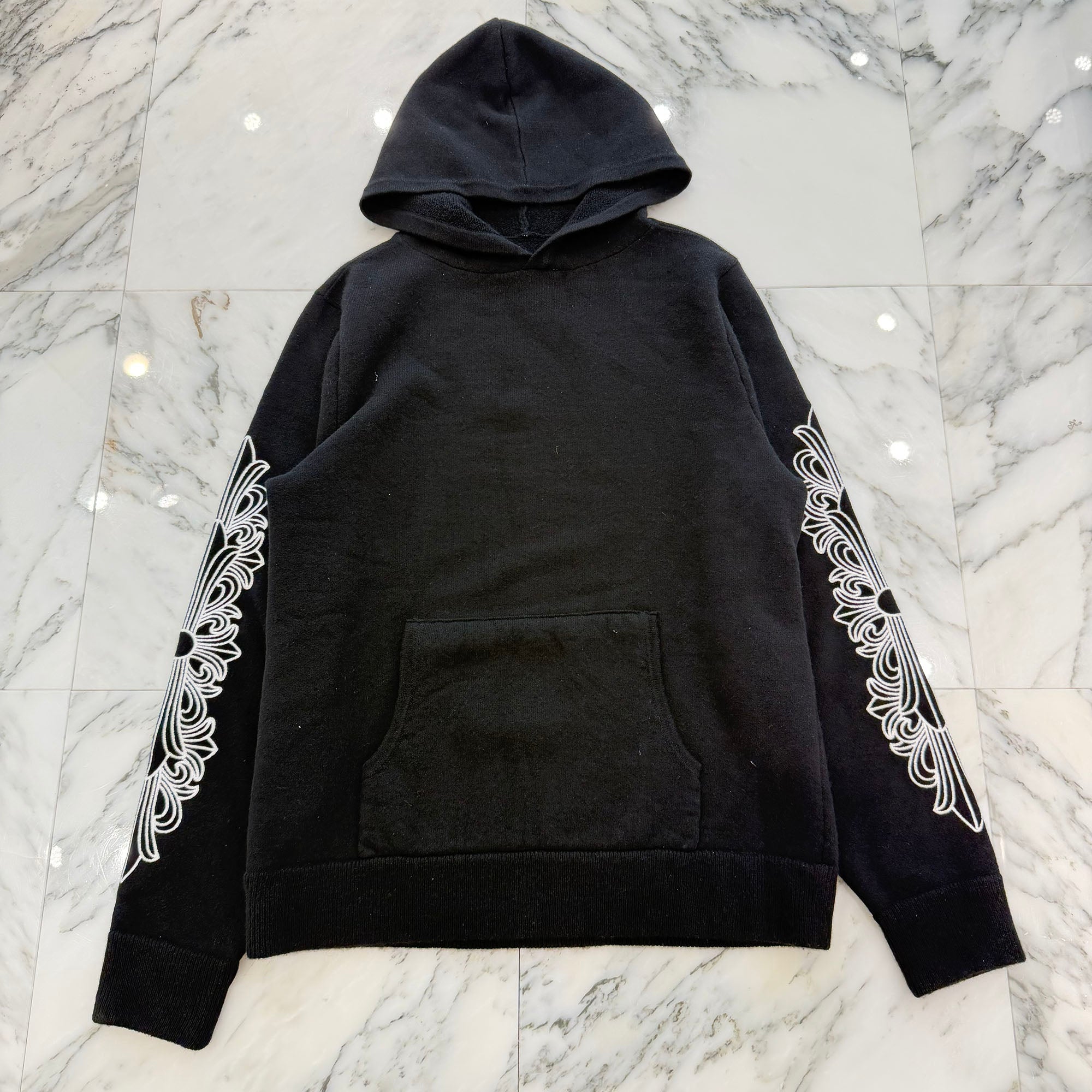 CHROME HEARTS Y NOT Floral Cross Embroidery Cashmere Knit Pullover Hoodie Size M クロムハーツ ワイノット フローラルクロス刺繍 カシミヤニット プルオーバー フーディ サイズM