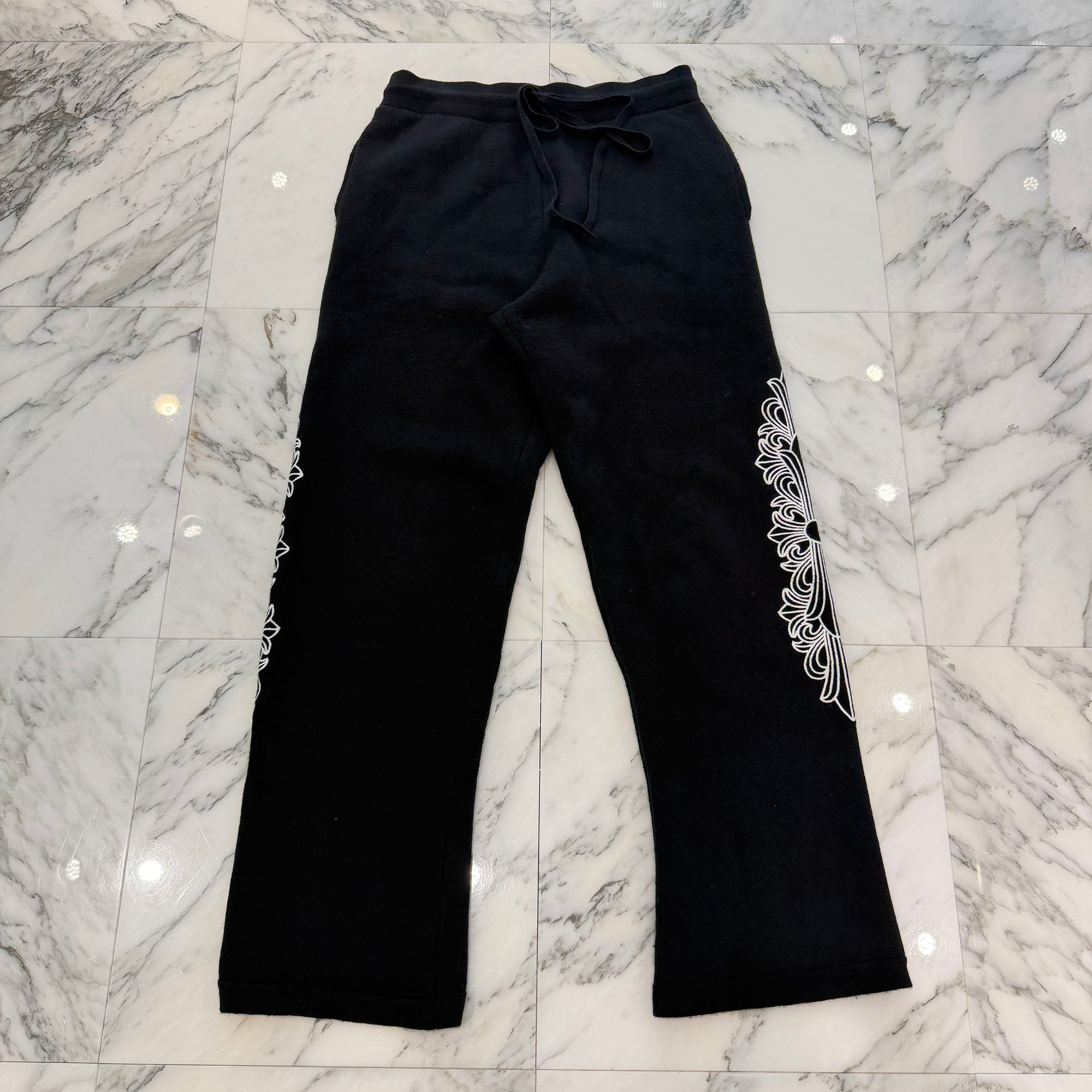 CHROME HEARTS Y NOT Floral Cross Embroidery Cashmere Knit Long Pants Size M クロムハーツ ワイノット フローラルクロス刺繍 カシミヤニットロングパンツ サイズM