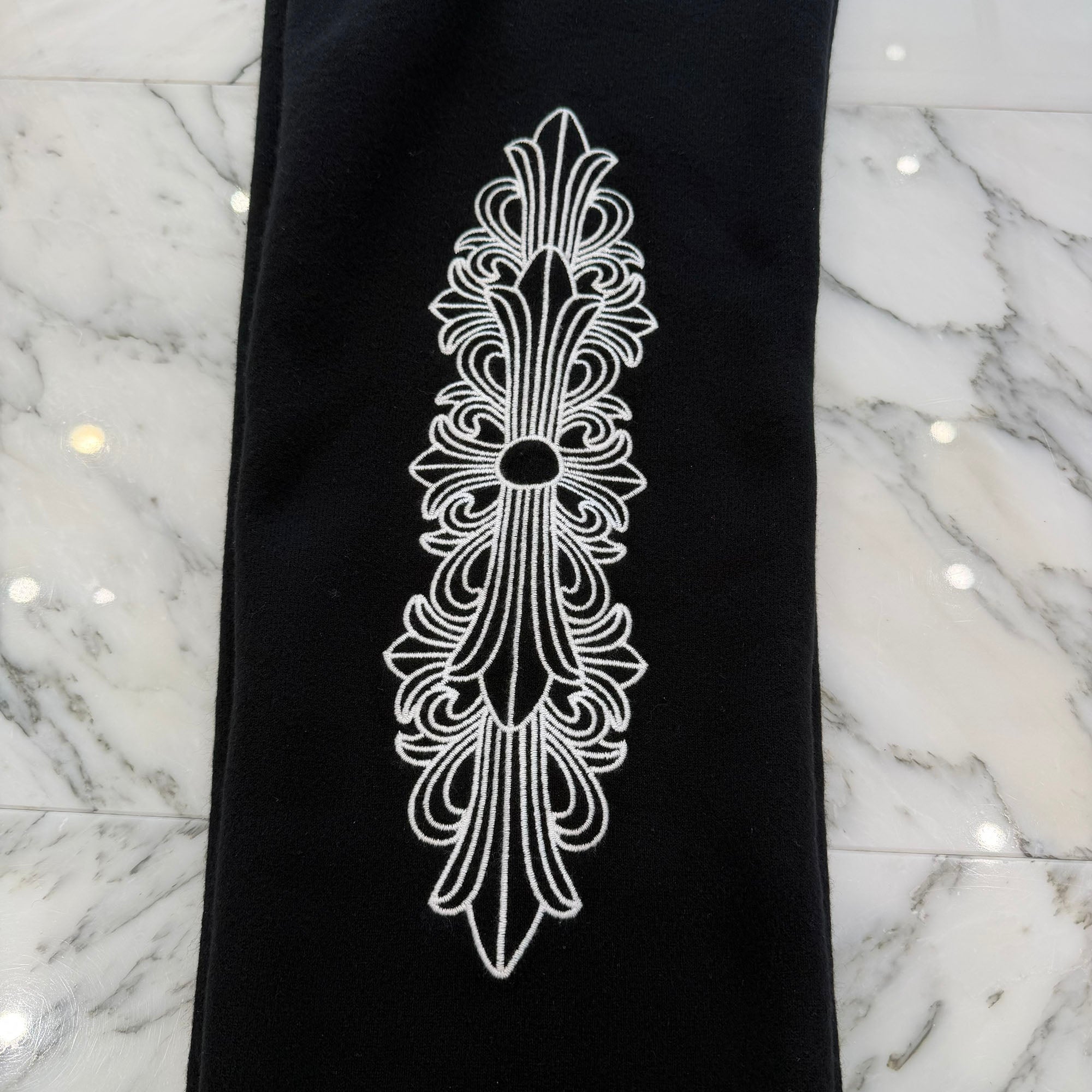 CHROME HEARTS Y NOT Floral Cross Embroidery Cashmere Knit Long