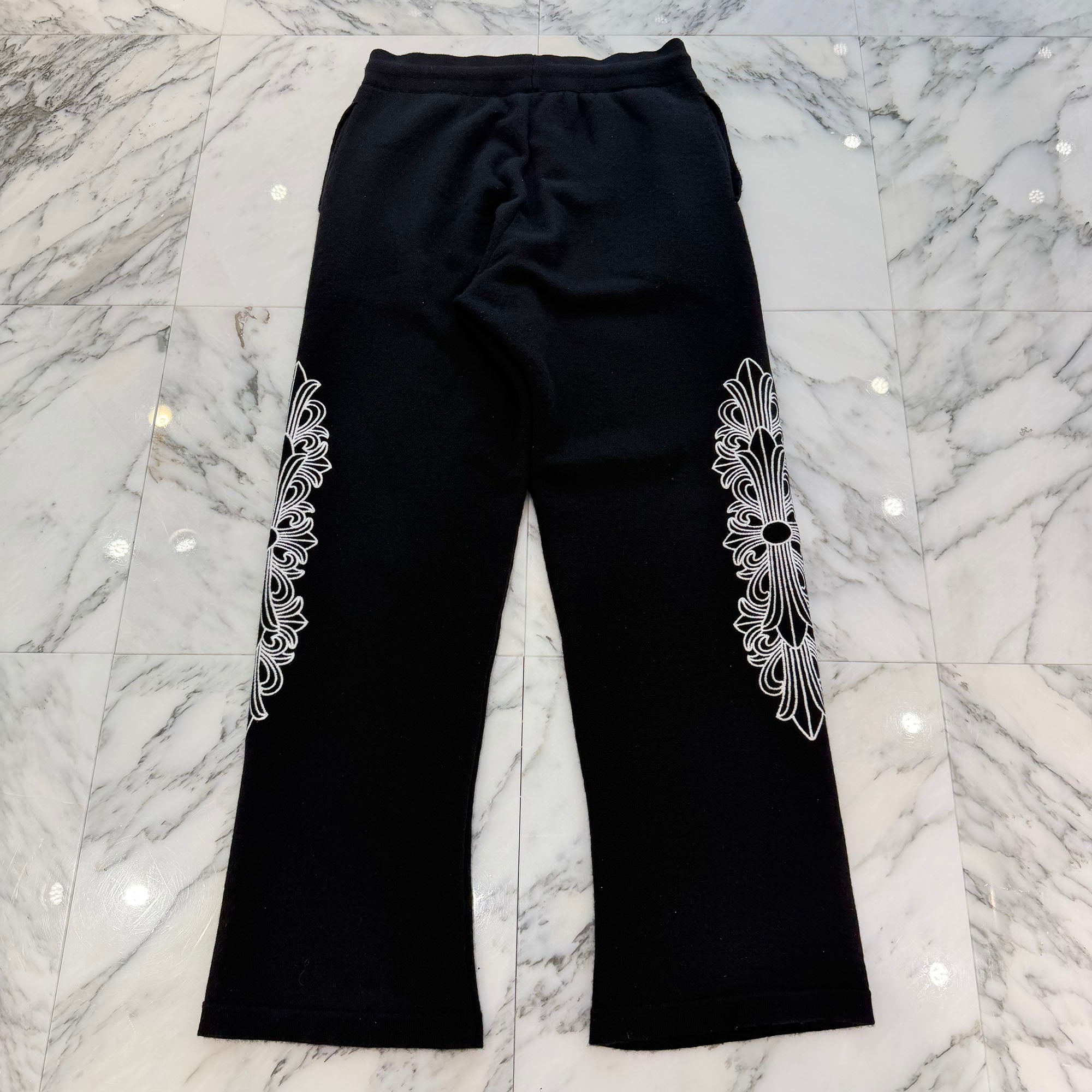 CHROME HEARTS Y NOT Floral Cross Embroidery Cashmere Knit Long Pants Size M クロムハーツ ワイノット フローラルクロス刺繍 カシミヤニットロングパンツ サイズM
