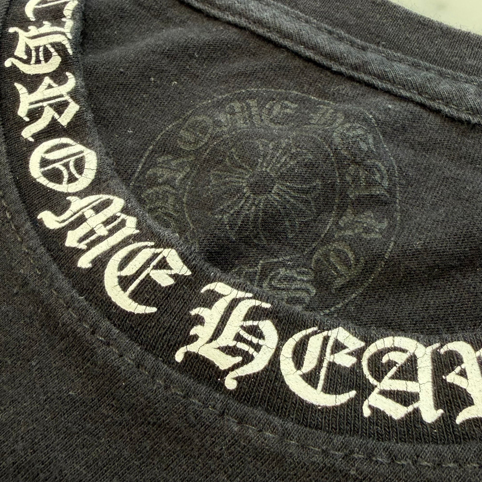 CHROME HEARTS Floral Cross Horseshoe Neck Logo Long Sleeve Tee Size L クロムハーツ フローラルクロス ホースシュー ネックロゴ ロングスリーブ Tシャツ サイズL
