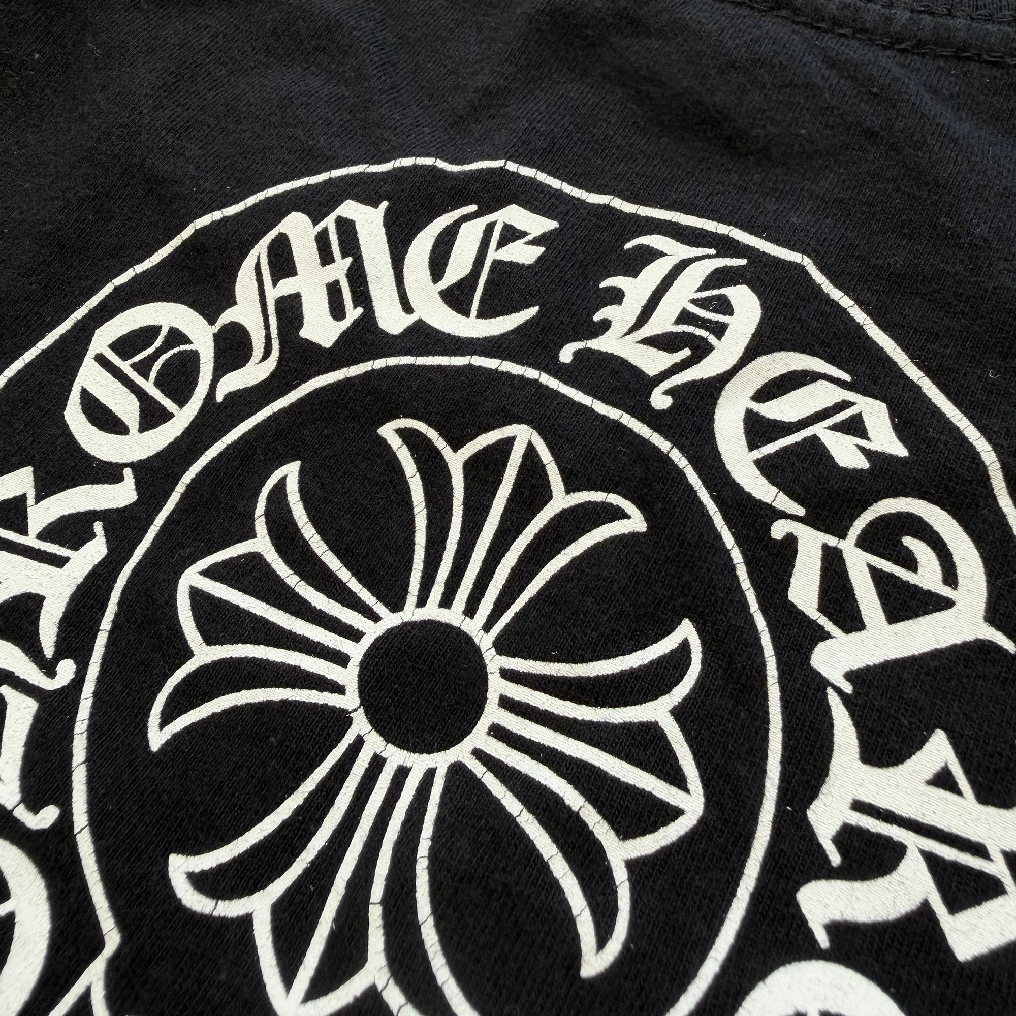 CHROME HEARTS Floral Cross Horseshoe Neck Logo Long Sleeve Tee Size L クロムハーツ フローラルクロス ホースシュー ネックロゴ ロングスリーブ Tシャツ サイズL