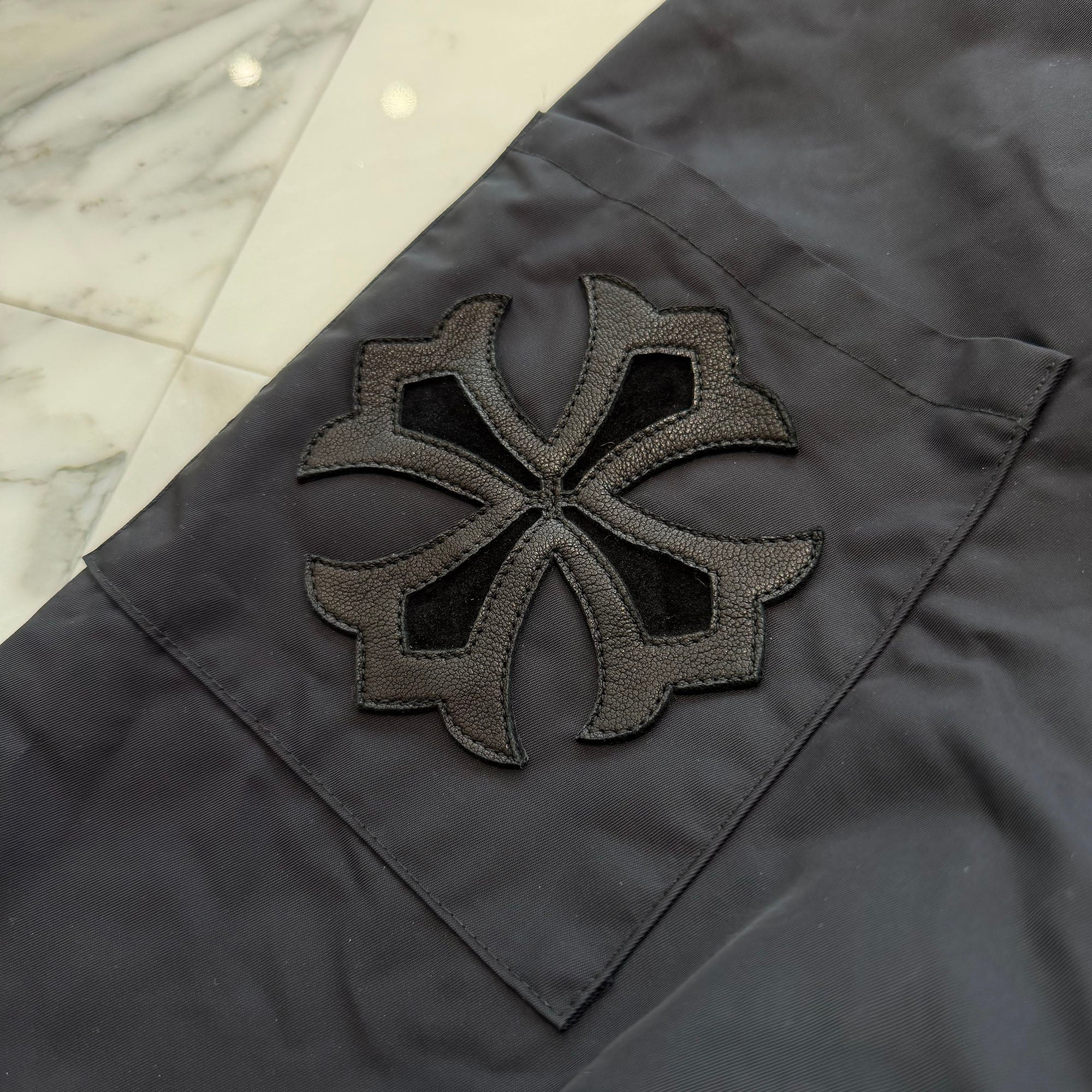 CHROME HEARTS Red 3 Cross Leather Patch Racing Zip Up Jacket Size XL クロムハーツ レッド3クロス レザーパッチ レーシング ジップアップ ジャケット サイズXL