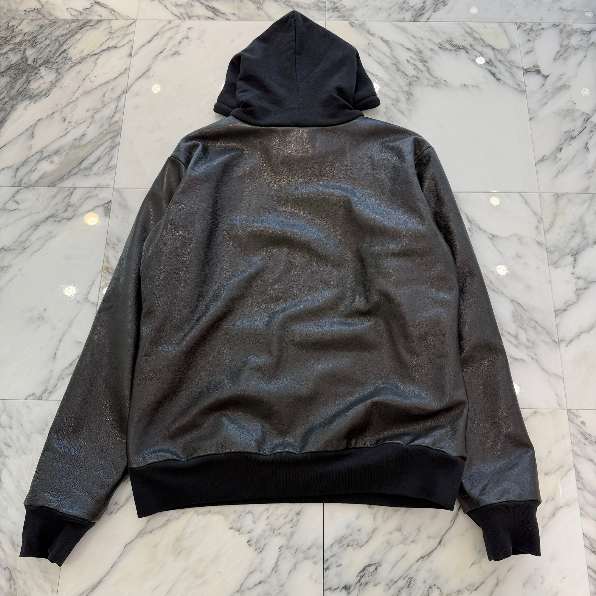 CHROME HEARTS 1 Cross Leather Patch Pullover Leather Hoodie Size M クロムハーツ 1クロスレザーパッチ プルオーバー レザーフーディ サイズM