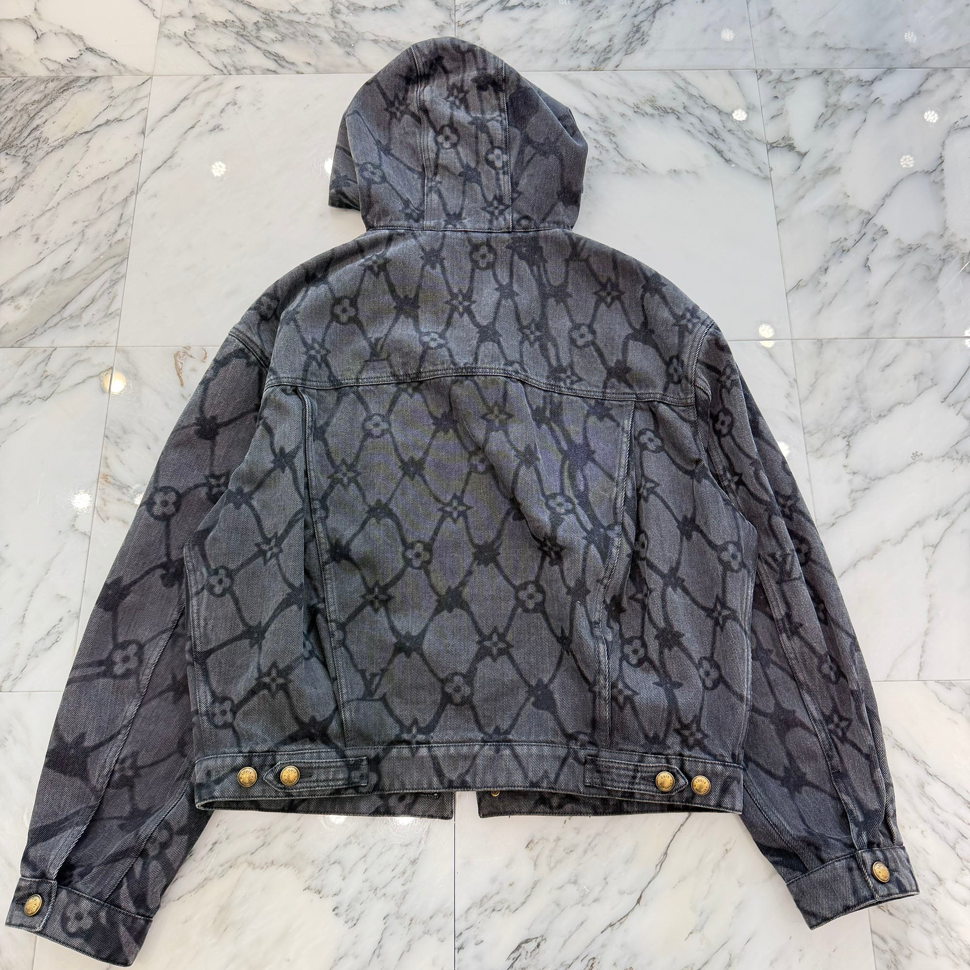 LOUIS VUITTON 2024SS Monogram Hoodie Denim Jacket HRA15W Size 50 ルイヴィトン モノグラム フーディ デニム ジャケット サイズ50