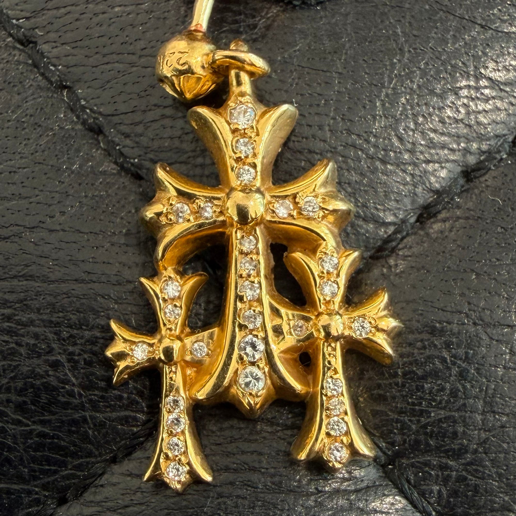 CHROME HEARTS 22K Triple Cross Earring Pave Diamond クロムハーツ 22K トリプルクロス イヤリング パヴェダイヤモンド