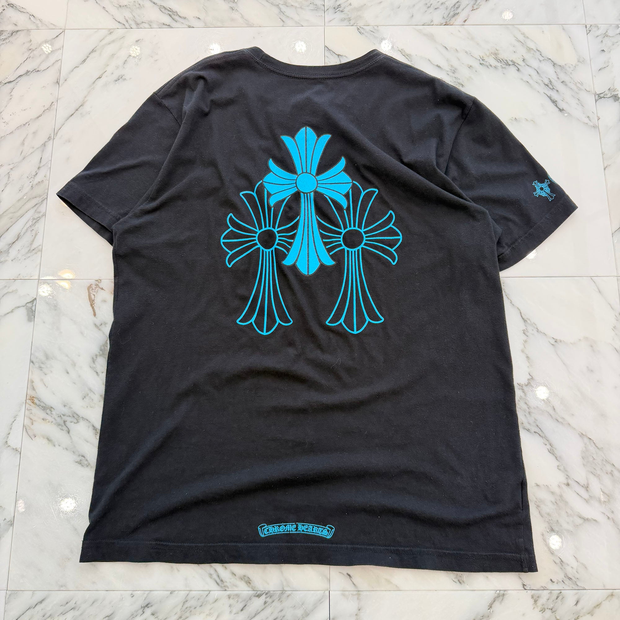 CHROME HEARTS 3 Blue Cross Tee Size L クロムハーツ 3 ブルークロス