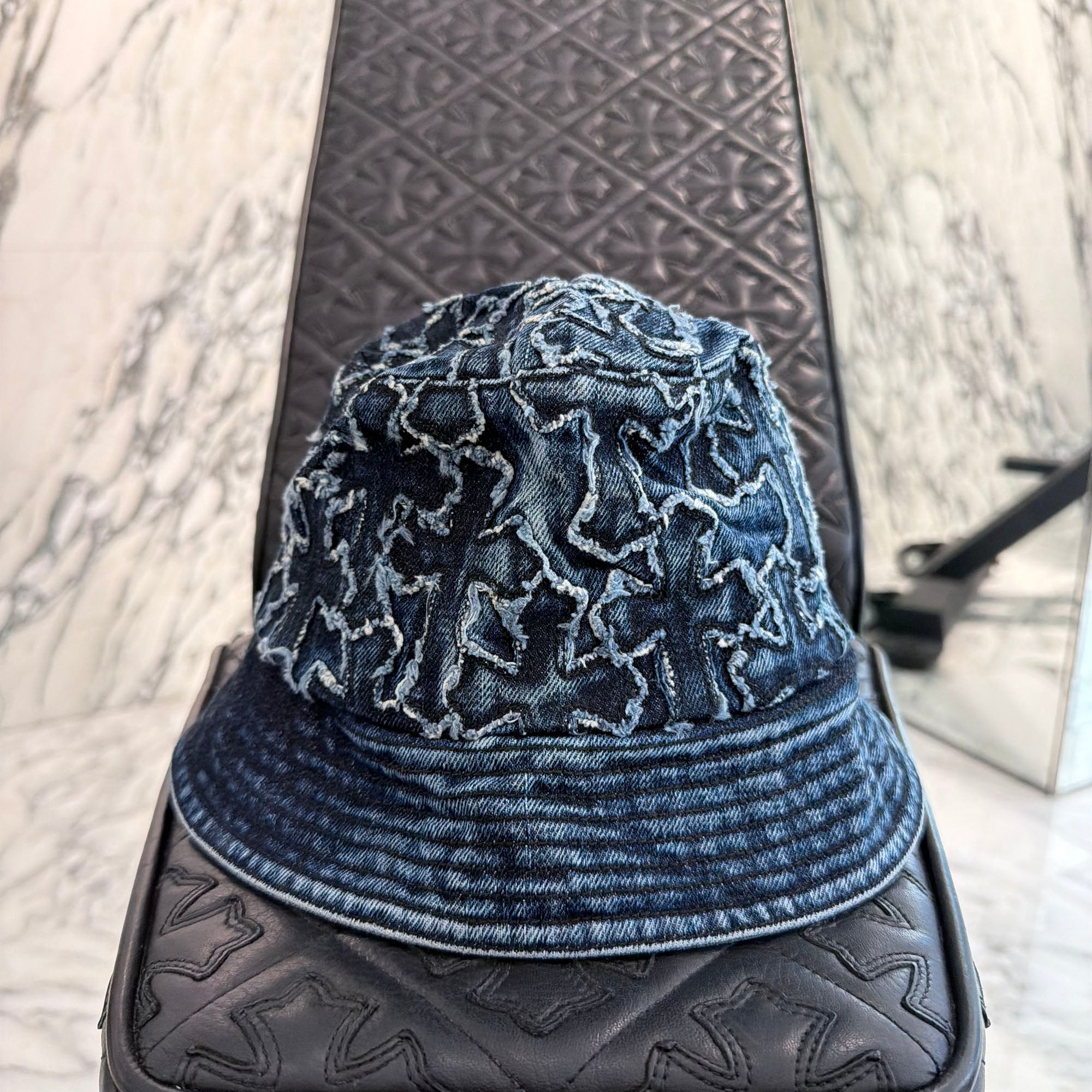 CHROME HEARTS Dagger Cross Patch Denim Bucket Hat Size S (56cm) クロムハーツ ダガークロスパッチ デニム バケットハット サイズS (56cm)