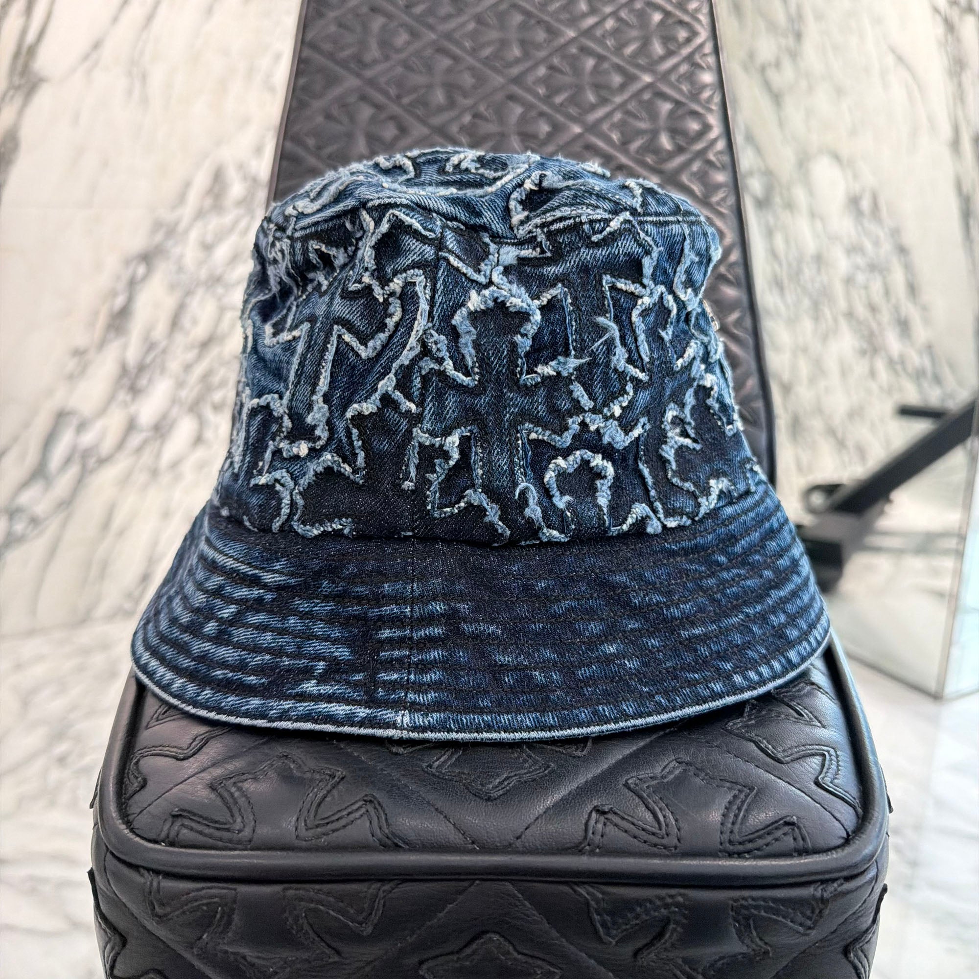 CHROME HEARTS Dagger Cross Patch Denim Bucket Hat Size S (56cm) クロムハーツ ダガークロスパッチ デニム バケットハット サイズS (56cm)