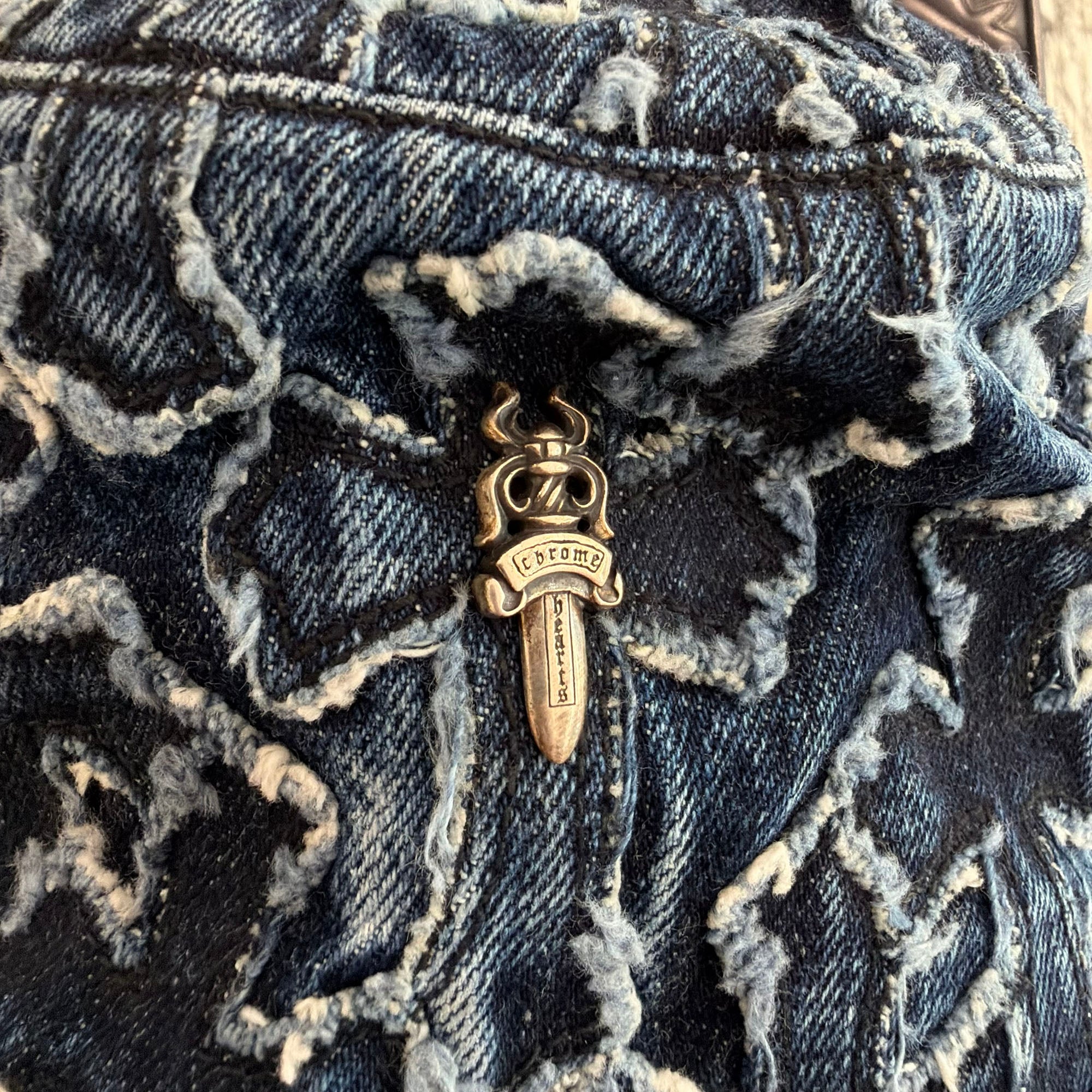 CHROME HEARTS Dagger Cross Patch Denim Bucket Hat Size S (56cm) クロムハーツ ダガークロスパッチ デニム バケットハット サイズS (56cm)