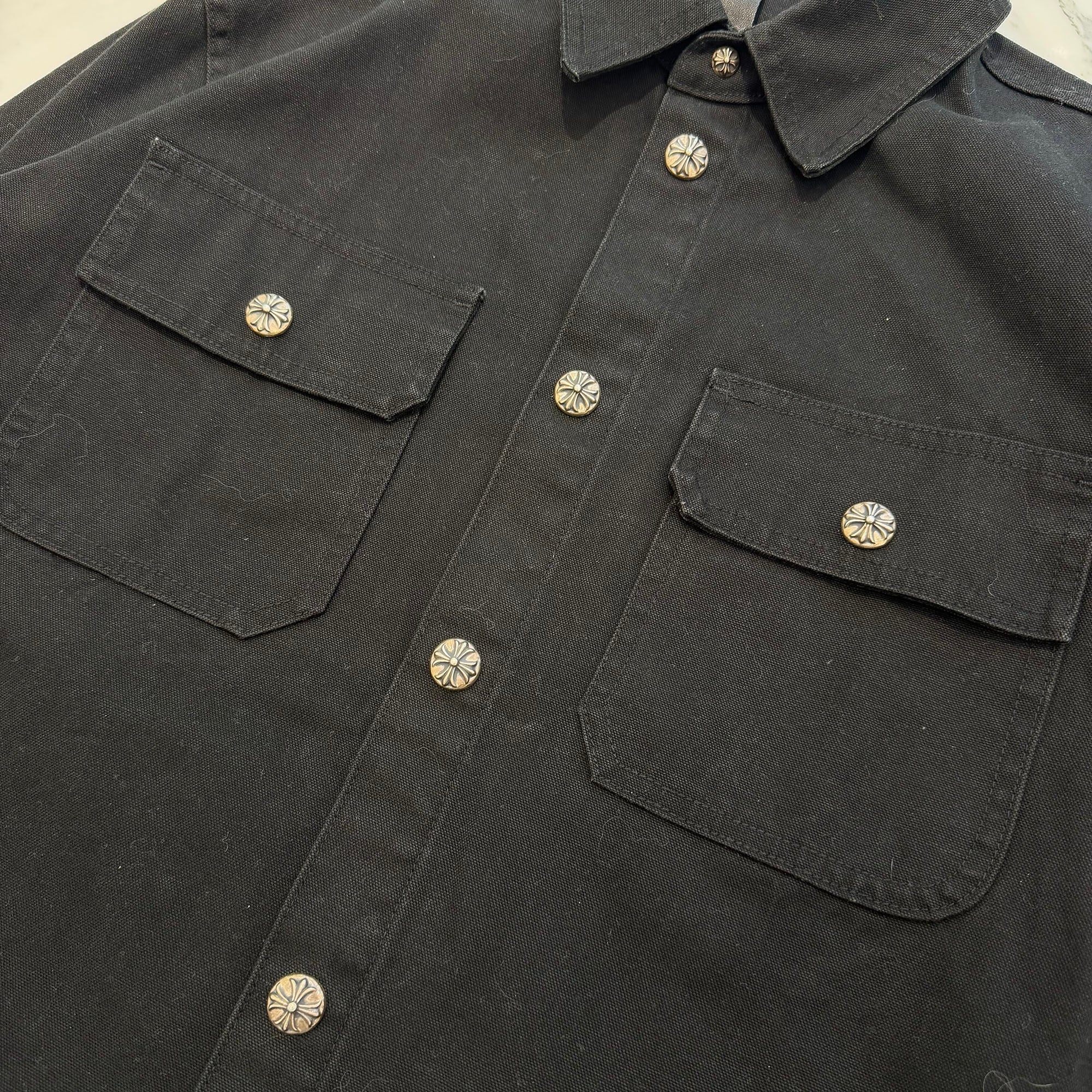 CHROME HEARTS Y NOT WORK DOG Cross Ball Button Shirt Jacket Size L クロムハーツ ワイノット ワークドッグ クロスボールボタン シャツジャケット サイズL