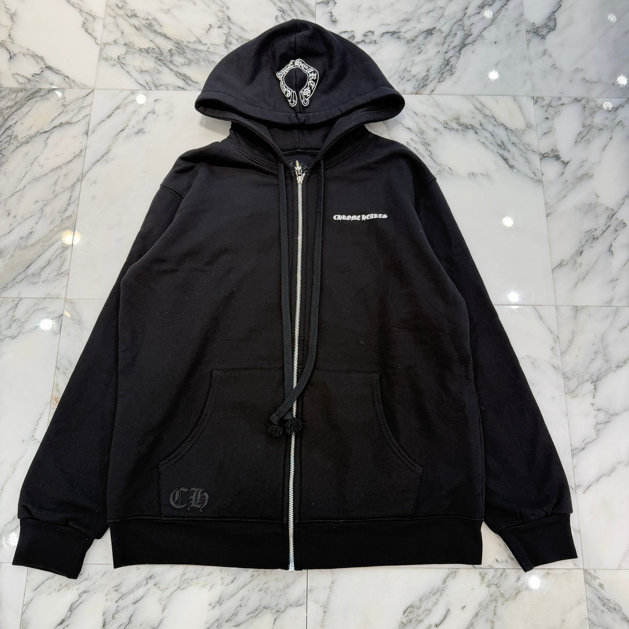 CHROME HEARTS MALIBU Limited Back CH Plus Thermal Zip Up Hoodie Size XL クロムハーツ マリブ限定 バックCHプラス サーマル ジップアップ フーディ サイズXL