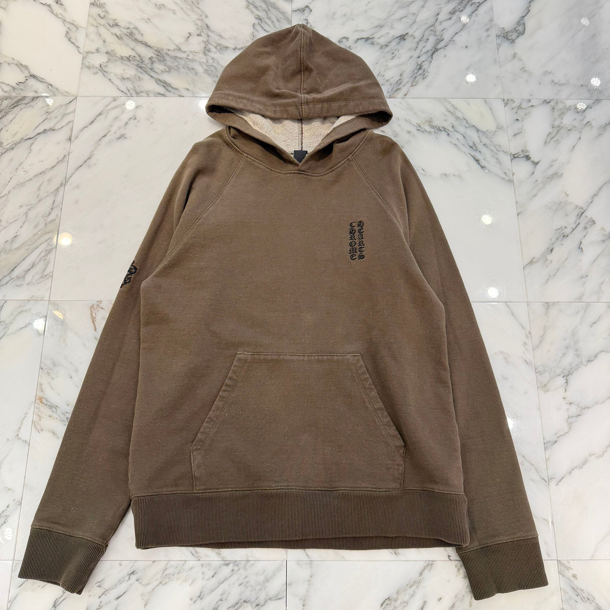 CHROME HEARTS Y NOT Vertical Logo Embroidery Pullover Hoodie Size M クロムハーツ ワイノット ヴァーティカルロゴ 刺繍 プルオーバーフーディ サイズM