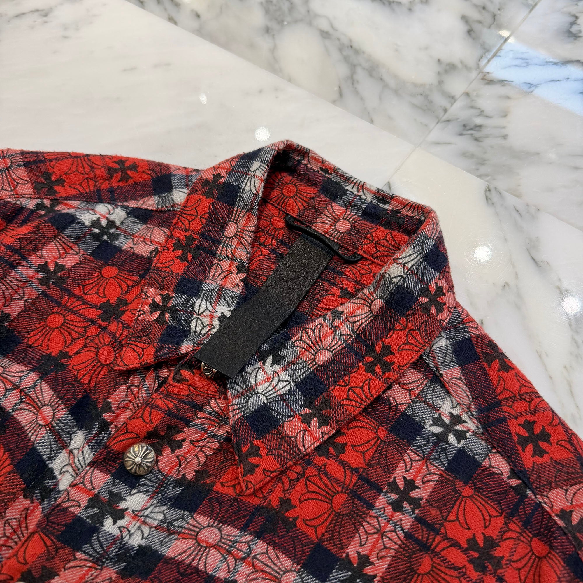 CHROME HEARTS Y NOT Loose Ends Check Shirt Size M クロムハーツ ワイノット ルーズエンド チェックシャツ サイズM
