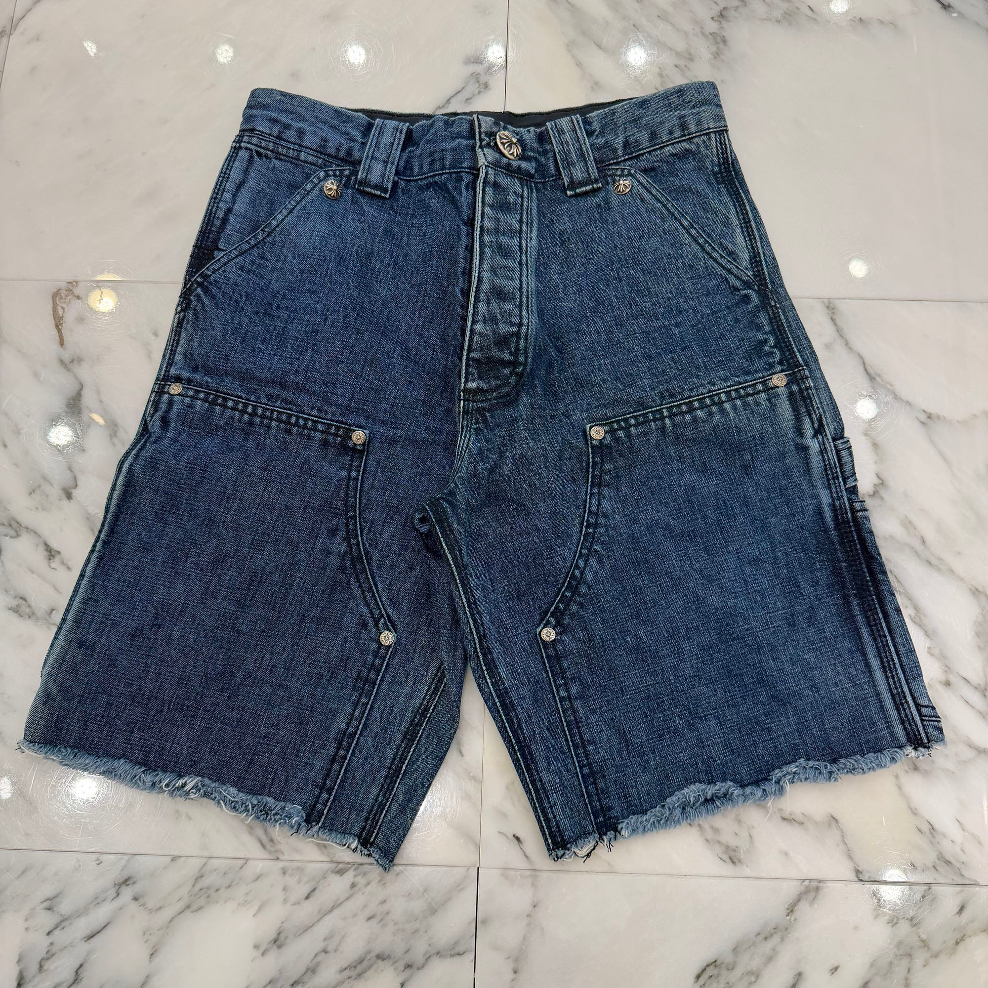 CHROME HEARTS Carpenter Cross Ball Button Denim Shorts Size 28 クロムハーツ カーペンター クロスボールボタン デニムショーツ サイズ28