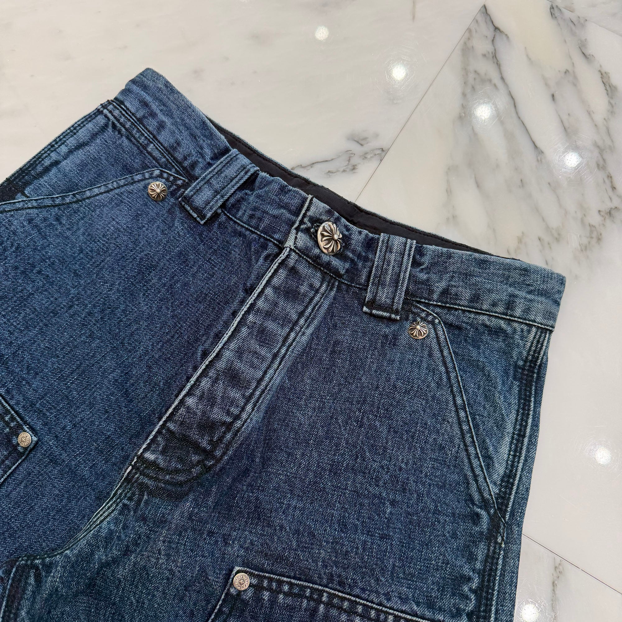 CHROME HEARTS Carpenter Cross Ball Button Denim Shorts Size 28 クロムハーツ カーペンター クロスボールボタン デニムショーツ サイズ28