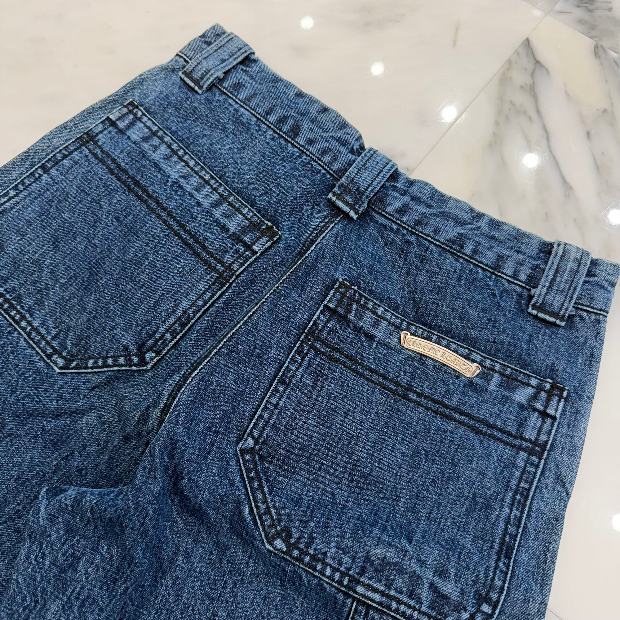 CHROME HEARTS Carpenter Cross Ball Button Denim Shorts Size 28 クロムハーツ カーペンター クロスボールボタン デニムショーツ サイズ28