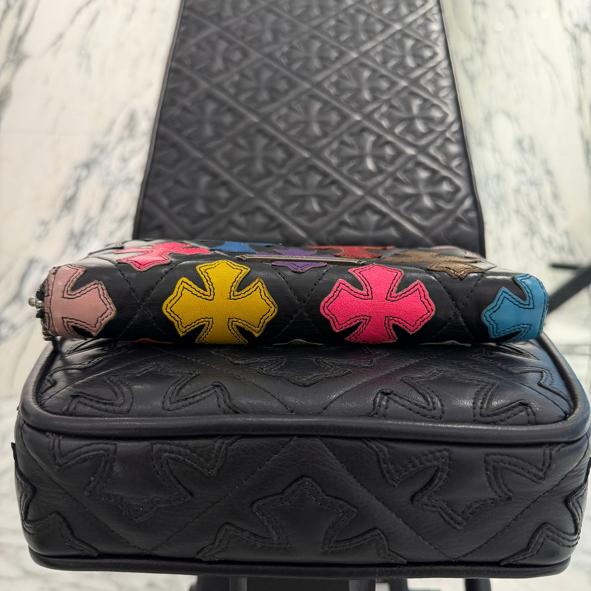 CHROME HEARTS Multi Cemetery Cross Leather Patch Quilting Wallet クロムハーツ マルチ セメタリークロス レザーパッチ キルティング ウォレット