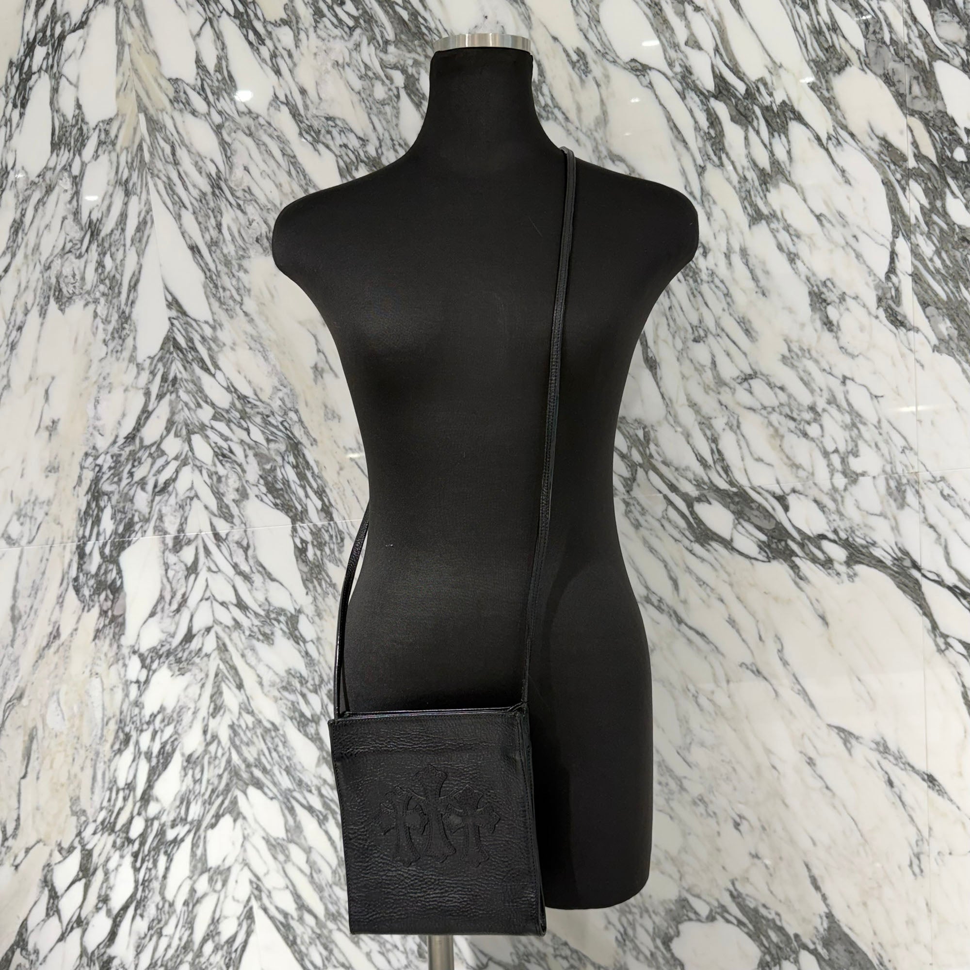 CHROME HEARTS Square Pocket 3 Cemetery Cross Leather Patch Shoulder Bag クロムハーツ スクエアポケット 3セメタリークロス レザーパッチ ショルダーバッグ