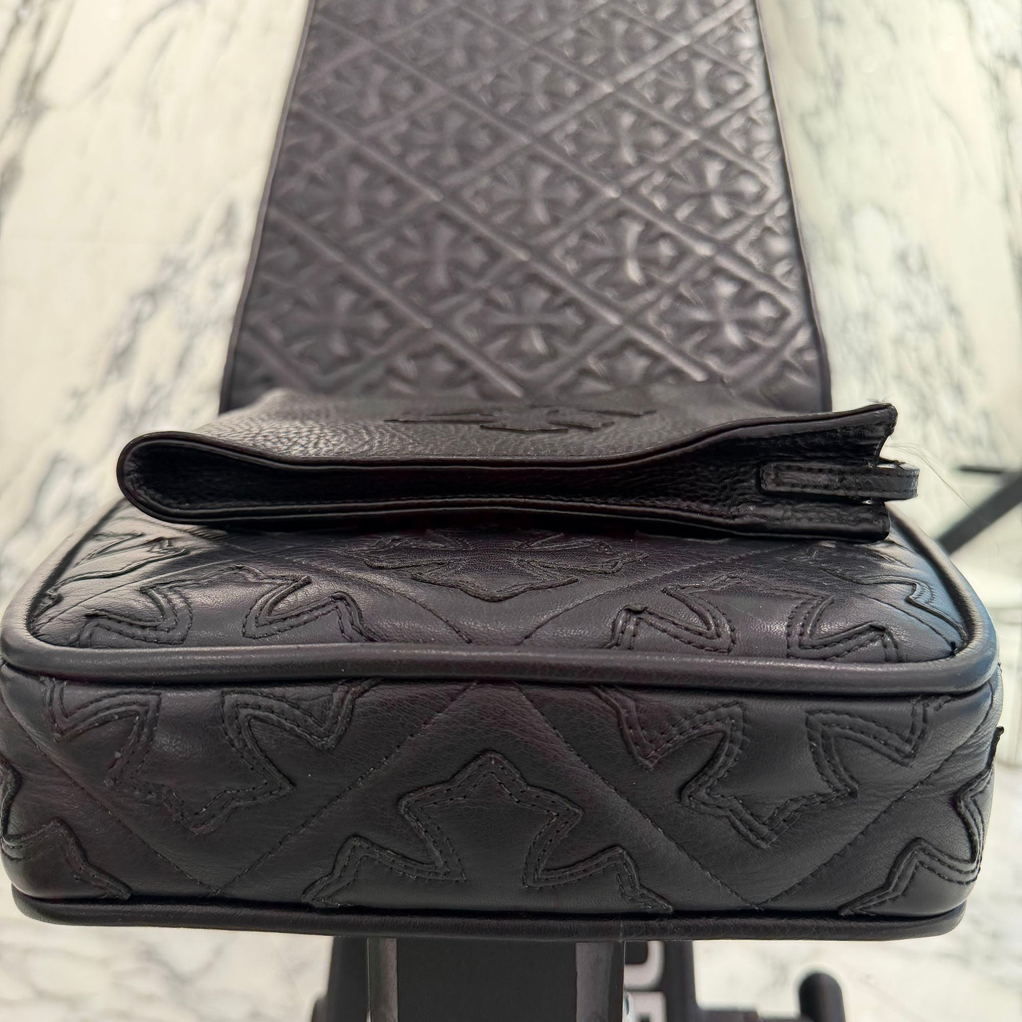 CHROME HEARTS Square Pocket 3 Cemetery Cross Leather Patch Shoulder Bag クロムハーツ スクエアポケット 3セメタリークロス レザーパッチ ショルダーバッグ