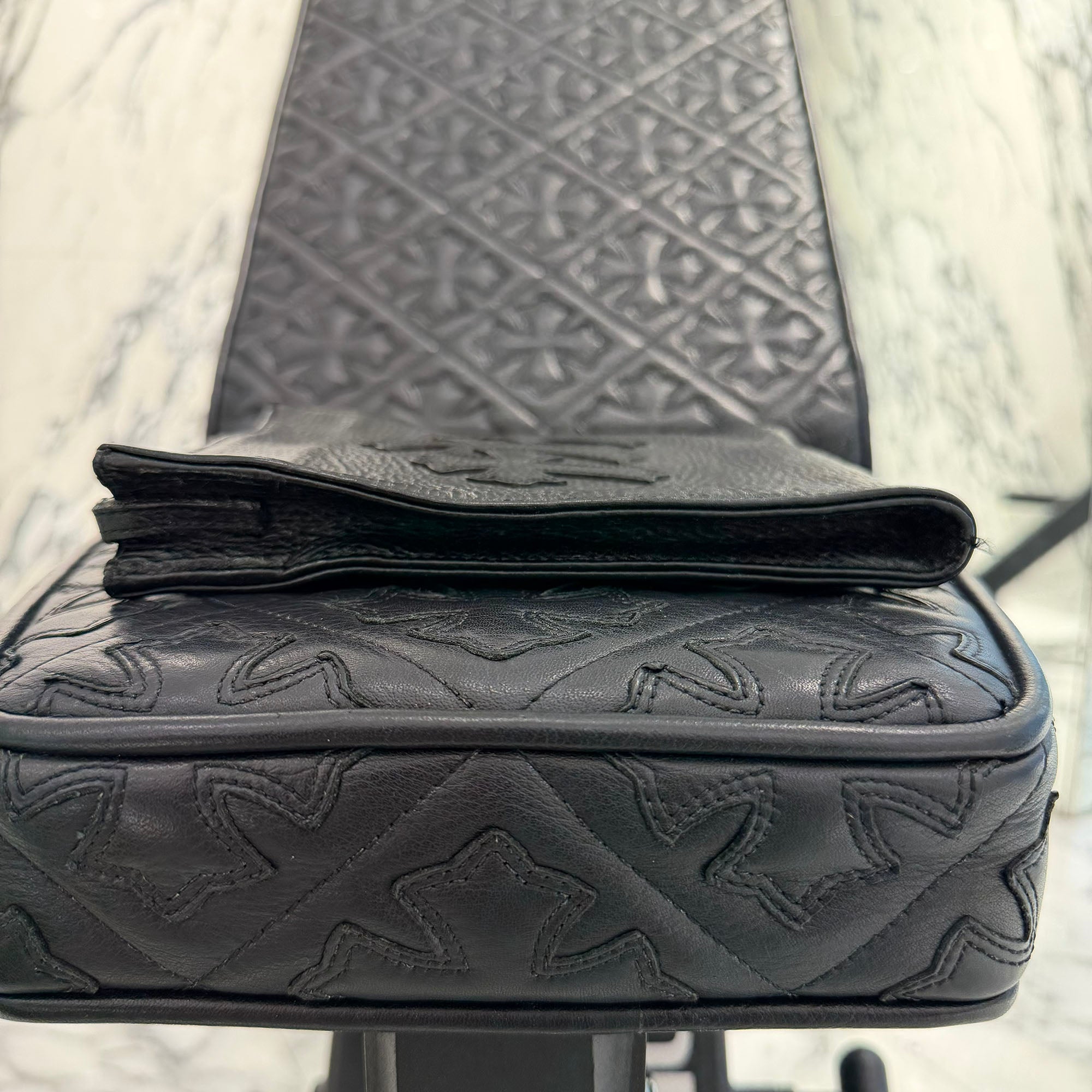 CHROME HEARTS Square Pocket 3 Cemetery Cross Leather Patch Shoulder Bag クロムハーツ スクエアポケット 3セメタリークロス レザーパッチ ショルダーバッグ