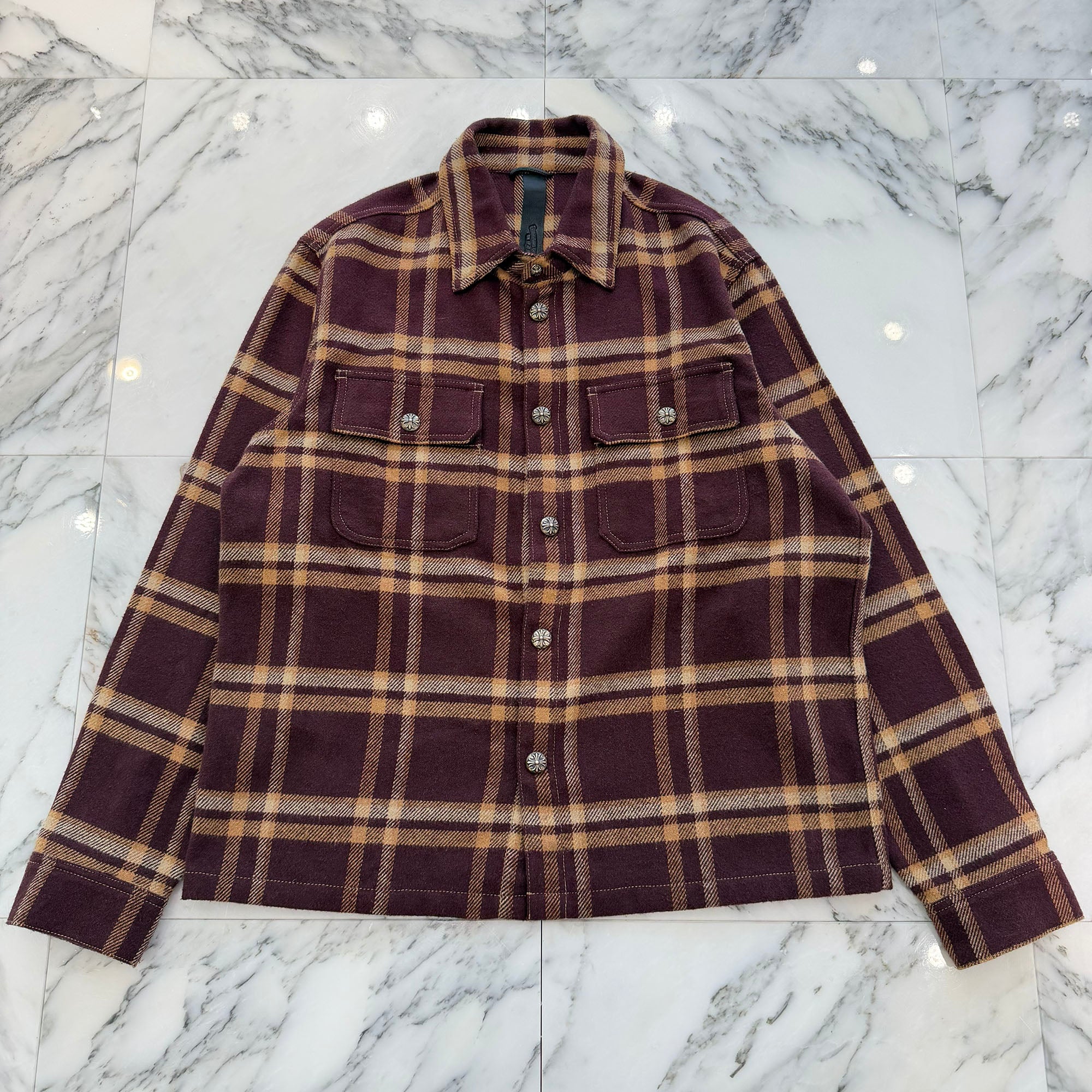 CHROME HEARTS Y NOT WORK DOG Flannel Check Shirt Size L クロムハーツ ワイノット ワークドッグ フランネル チェック シャツ サイズL