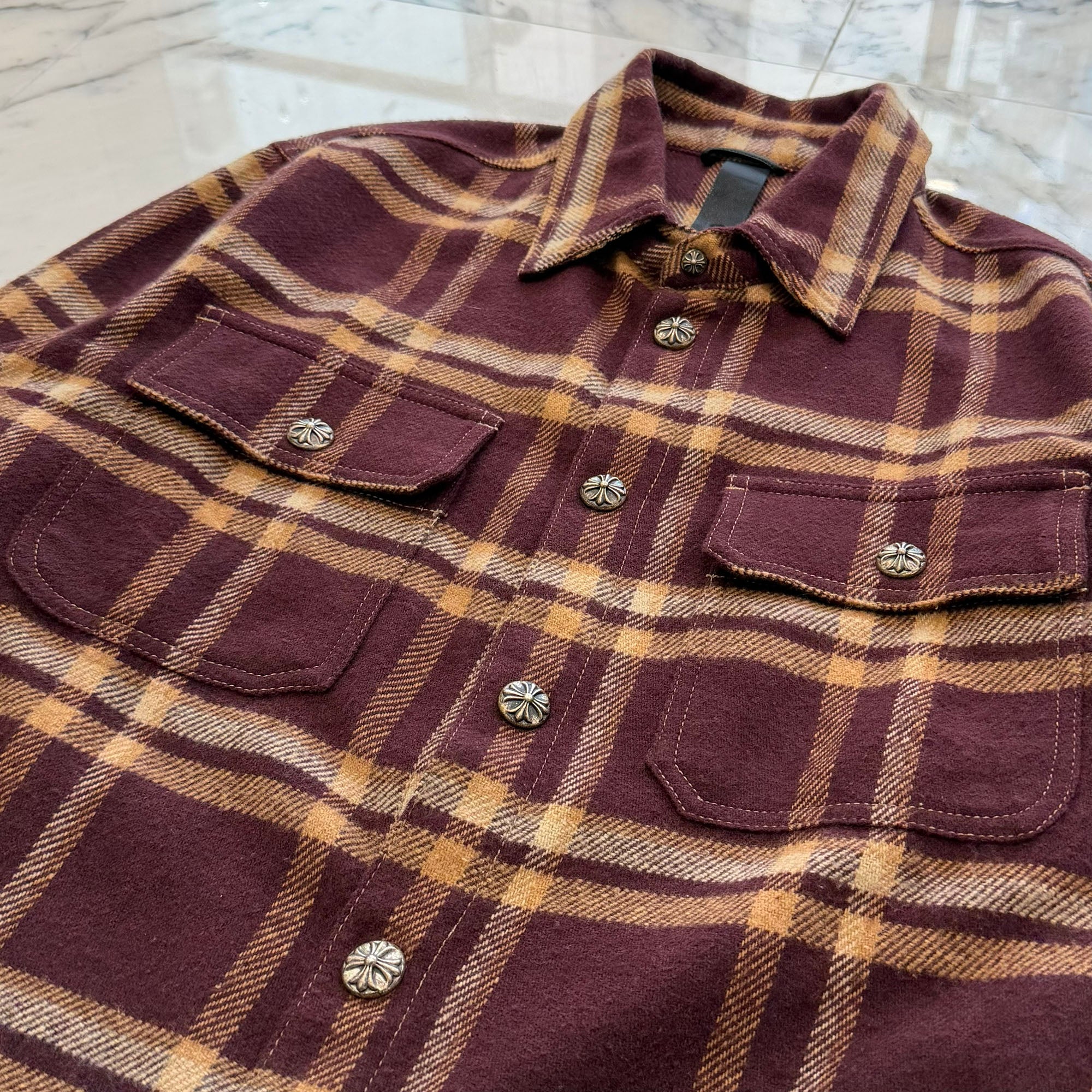 CHROME HEARTS Y NOT WORK DOG Flannel Check Shirt Size L クロムハーツ ワイノット ワークドッグ フランネル チェック シャツ サイズL
