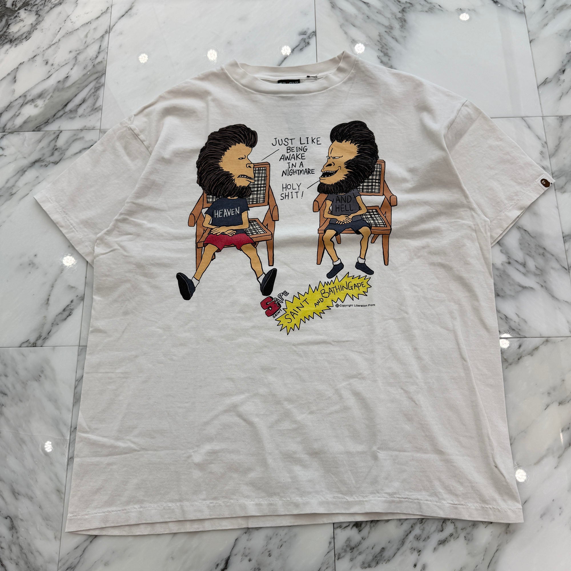 SAINT Mxxxxxx × A BATHING APE 2023SS HEAVEN & HELL Tee SM-S23-0000-110 Size XXXL セントマイケル×ア ベイシング エイプ ヘブン＆ヘル Tシャツ サイズXXL