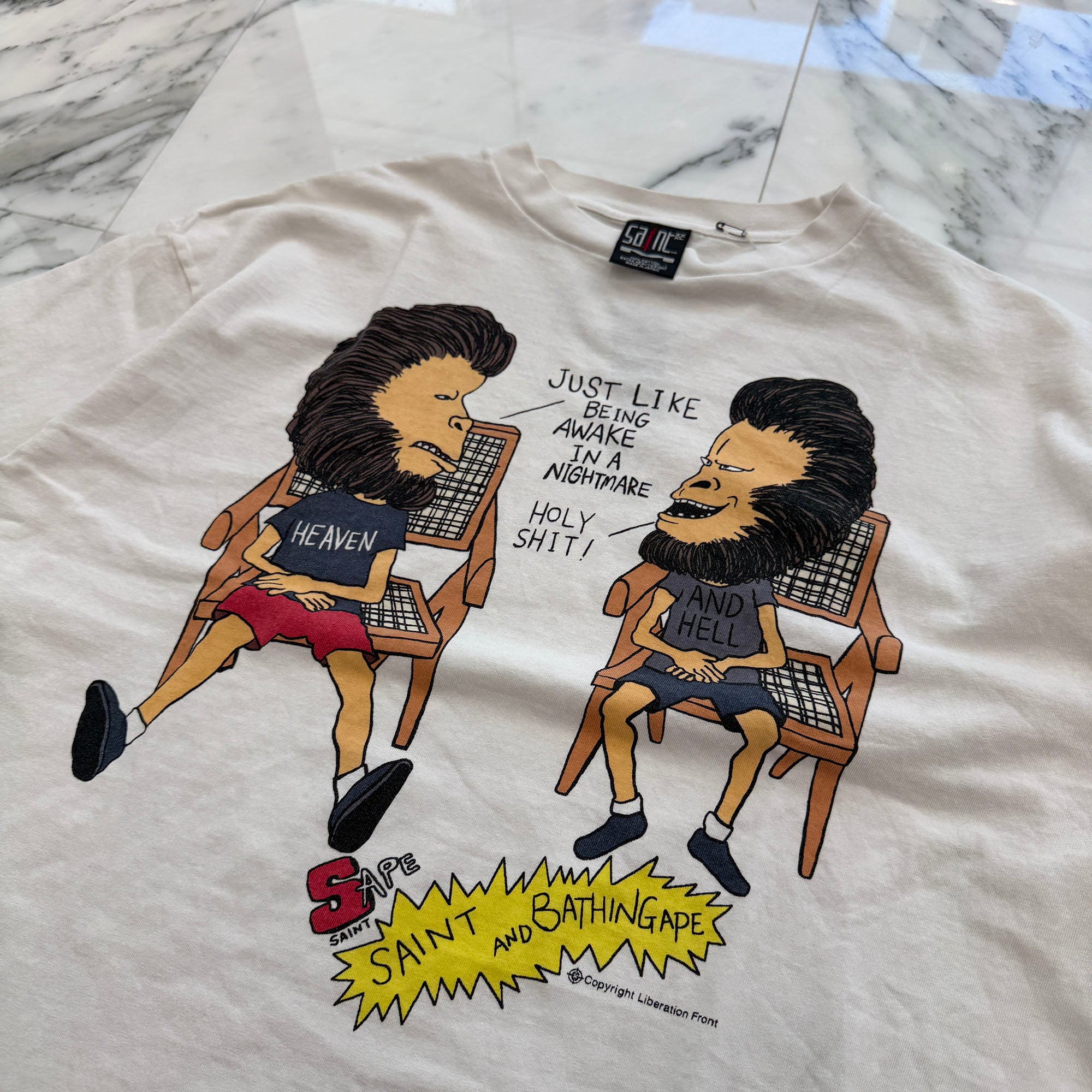 SAINT Mxxxxxx × A BATHING APE 2023SS HEAVEN & HELL Tee SM-S23-0000-110 Size XXXL セントマイケル×ア ベイシング エイプ ヘブン＆ヘル Tシャツ サイズXXL