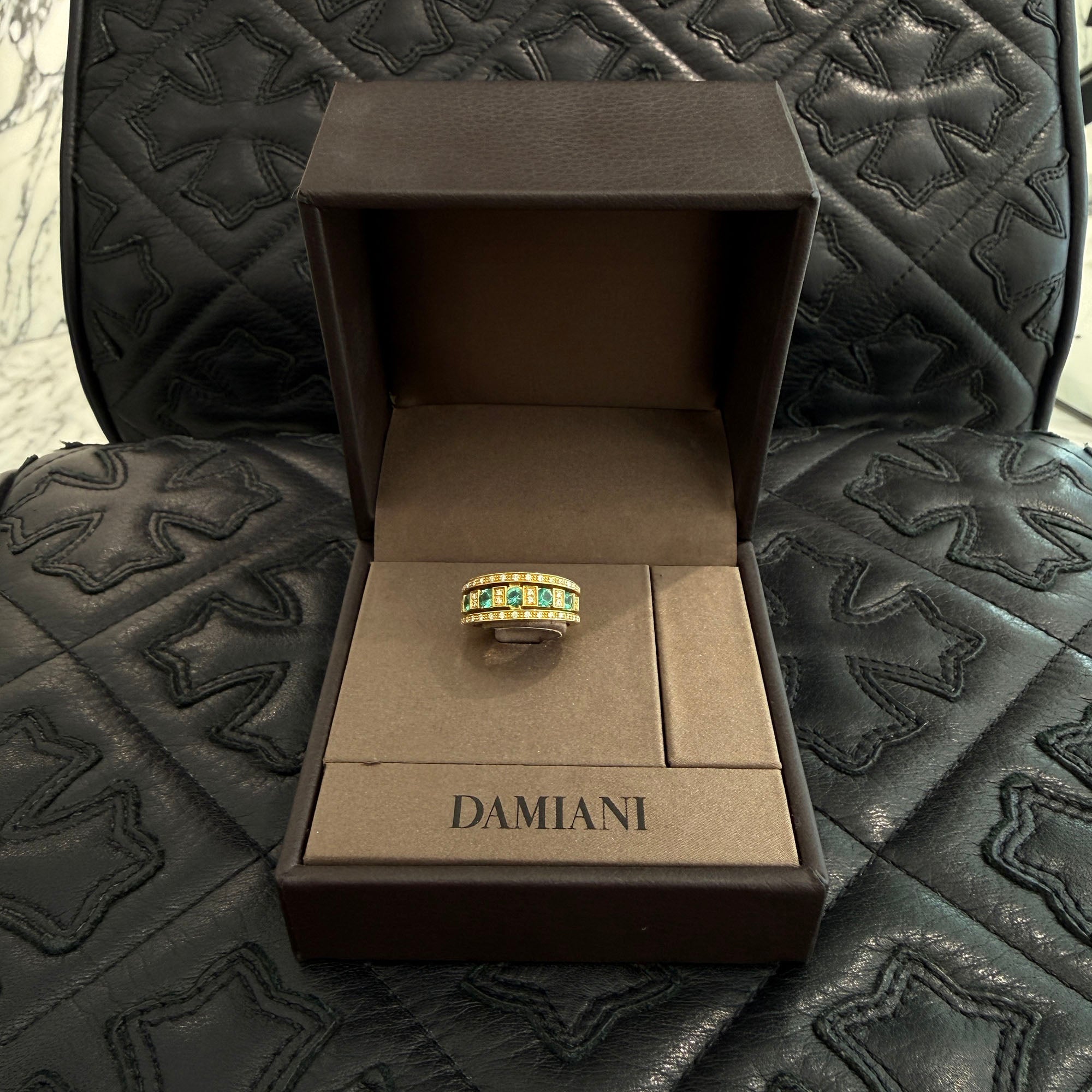 DAMIANI Au750 YG Belle Epoque Diamond And Emerald Ring 20090157_c Size 11.5号 ダミアーニ Au750 イエローゴールド ベル エポック ダイヤモンドエメラルド リング サイズ11.5号