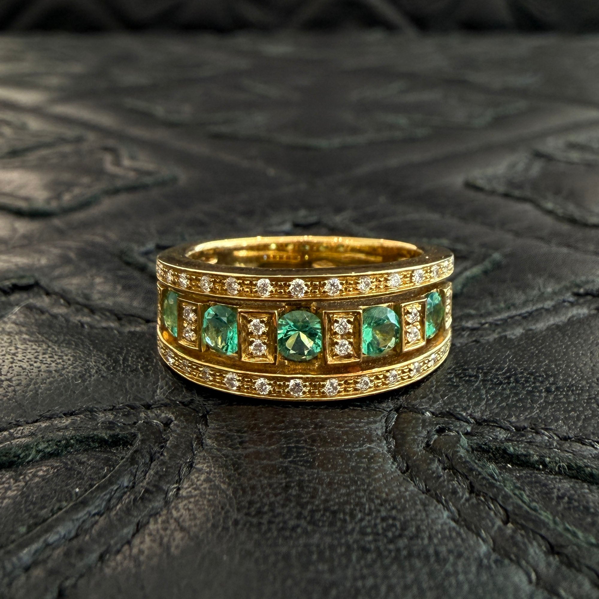 DAMIANI Au750 YG Belle Epoque Diamond And Emerald Ring 20090157_c Size 11.5号 ダミアーニ Au750 イエローゴールド ベル エポック ダイヤモンドエメラルド リング サイズ11.5号