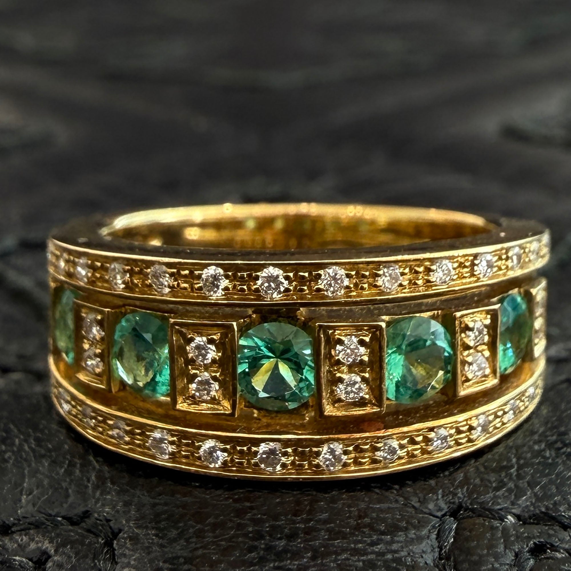 DAMIANI Au750 YG Belle Epoque Diamond And Emerald Ring 20090157_c Size 11.5号 ダミアーニ Au750 イエローゴールド ベル エポック ダイヤモンドエメラルド リング サイズ11.5号