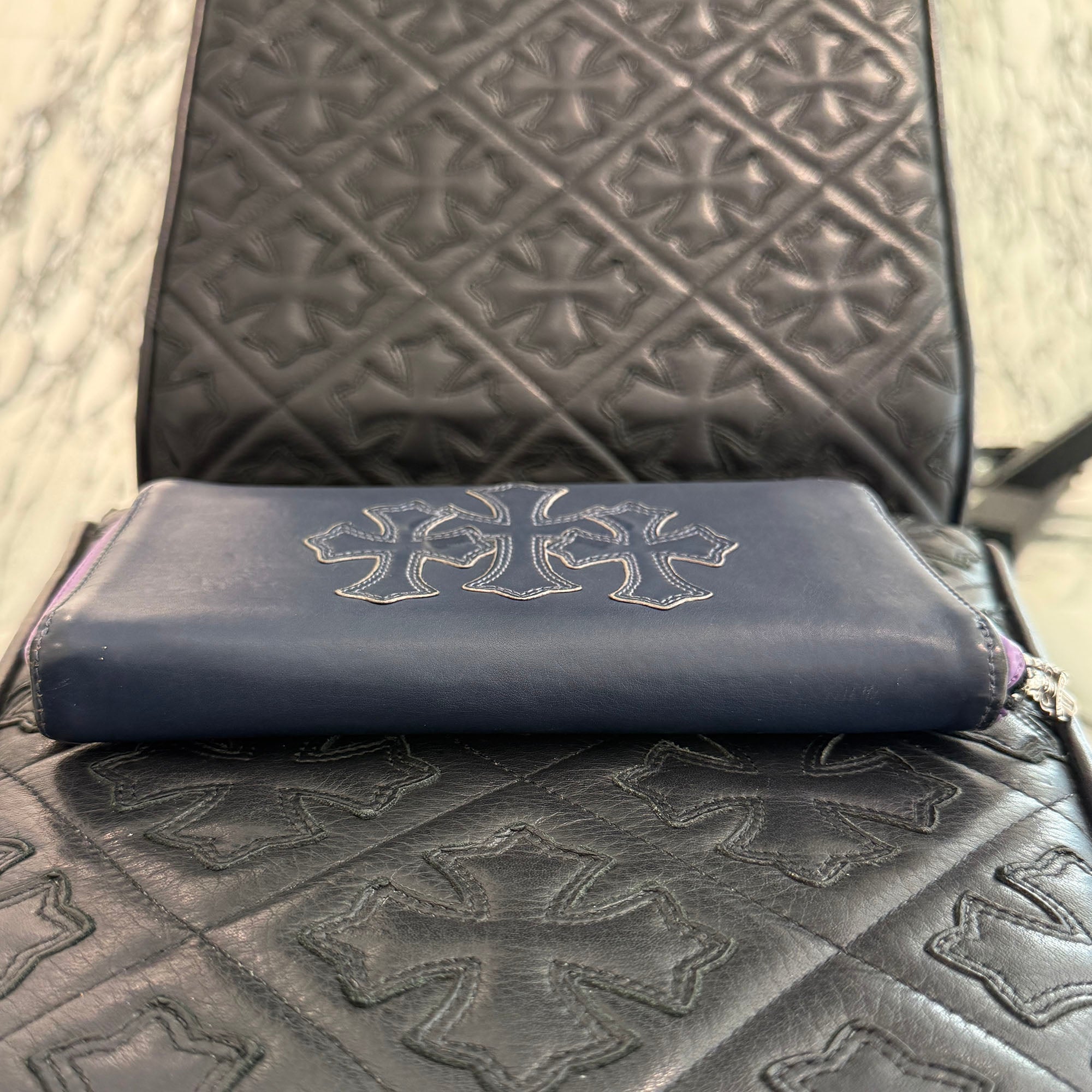 CHROME HEARTS 3 Cemetery Cross Leather Patch REC F ZIP Wallet クロムハーツ 3セメタリークロス レザーパッチ レック F ジップ ウォレット