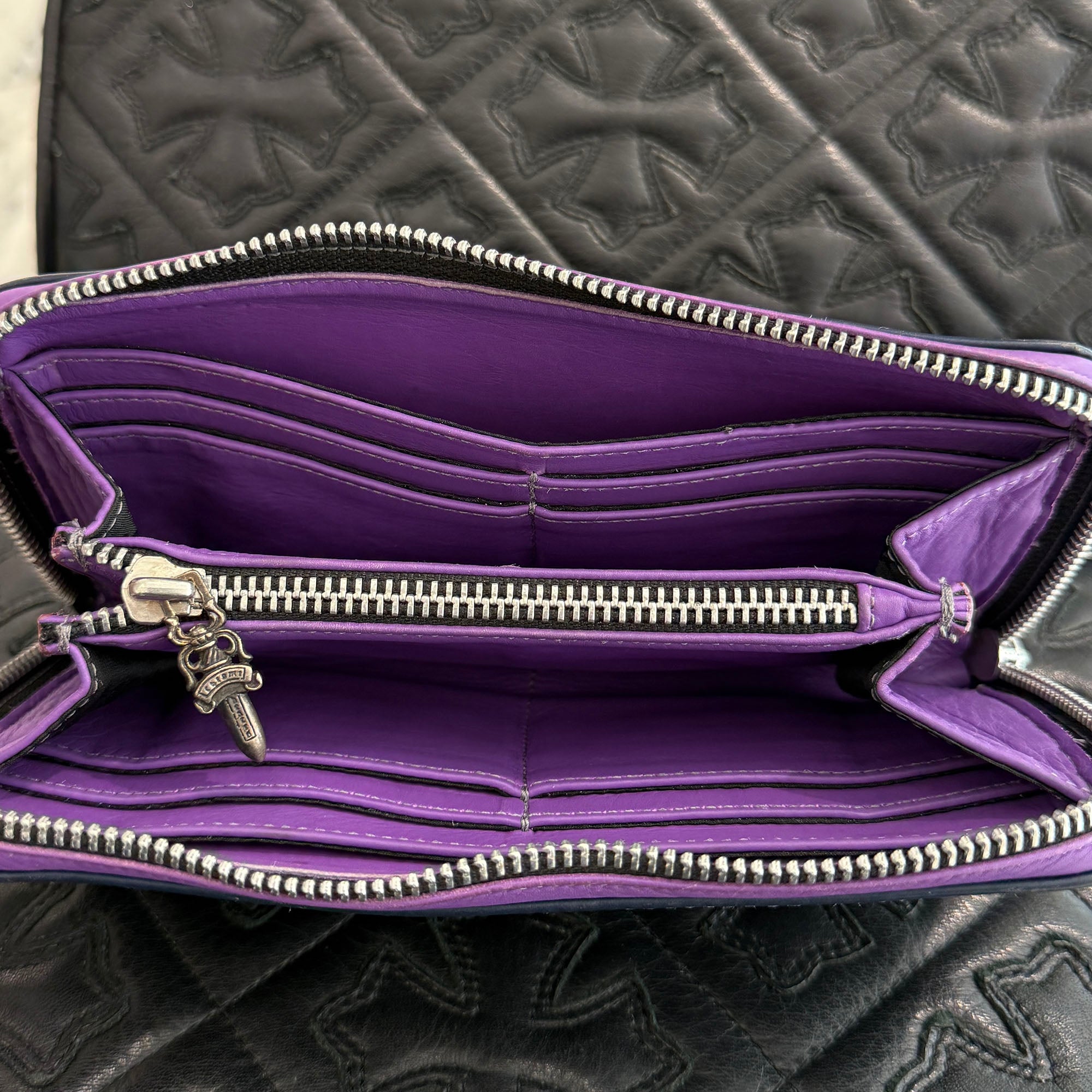 CHROME HEARTS 3 Cemetery Cross Leather Patch REC F ZIP Wallet クロムハーツ 3セメタリークロス レザーパッチ レック F ジップ ウォレット