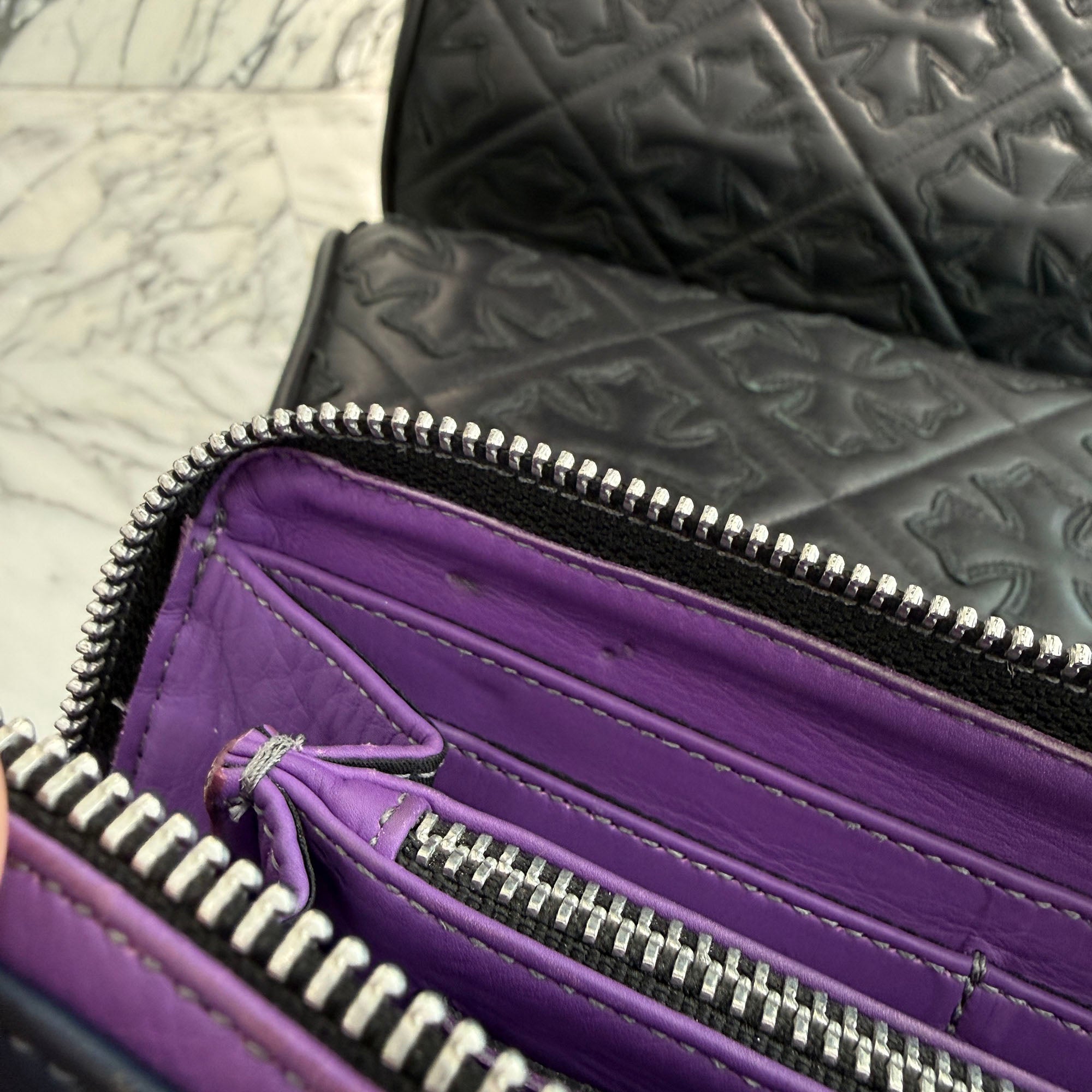 CHROME HEARTS 3 Cemetery Cross Leather Patch REC F ZIP Wallet クロムハーツ 3セメタリークロス レザーパッチ レック F ジップ ウォレット