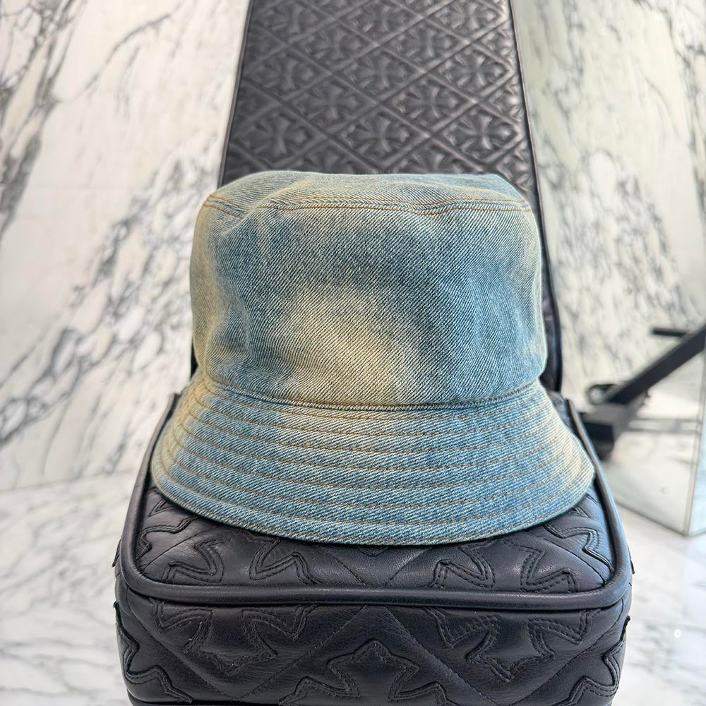 PRADA 2022AW Triangle Logo Plate Denim Bucket Hat 2HC137 12K1 Size M プラダ トライアングルロゴプレート デニム バケットハット サイズM