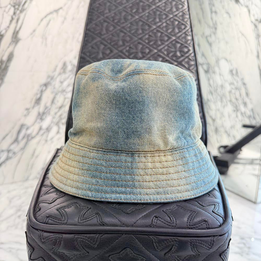 PRADA 2022AW Triangle Logo Plate Denim Bucket Hat 2HC137 12K1 Size M プラダ トライアングルロゴプレート デニム バケットハット サイズM