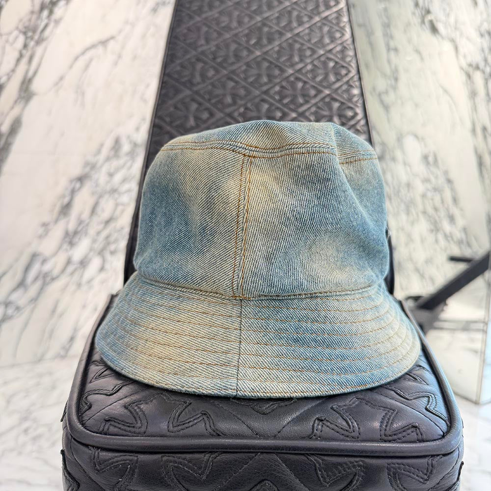 PRADA 2022AW Triangle Logo Plate Denim Bucket Hat 2HC137 12K1 Size M プラダ トライアングルロゴプレート デニム バケットハット サイズM