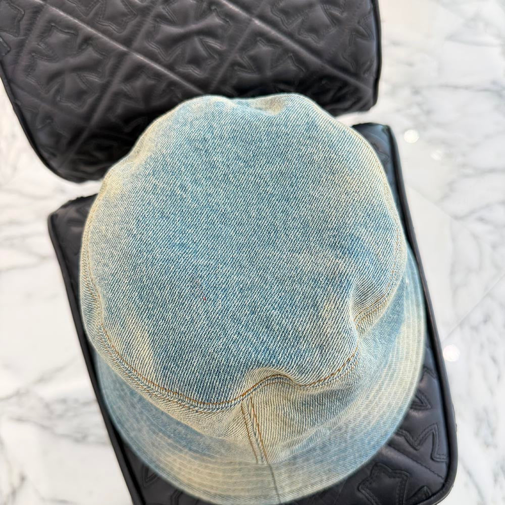 PRADA 2022AW Triangle Logo Plate Denim Bucket Hat 2HC137 12K1 Size M プラダ トライアングルロゴプレート デニム バケットハット サイズM