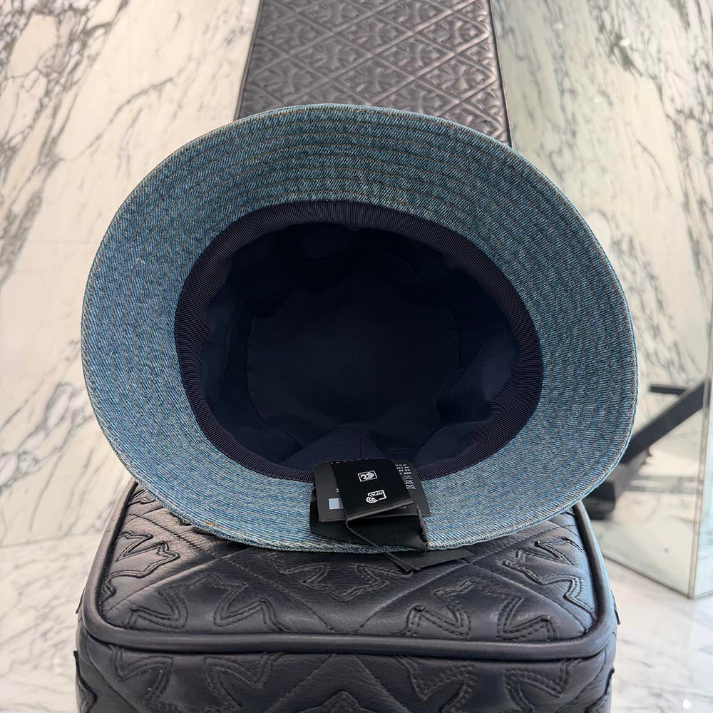 PRADA 2022AW Triangle Logo Plate Denim Bucket Hat 2HC137 12K1 Size M プラダ トライアングルロゴプレート デニム バケットハット サイズM