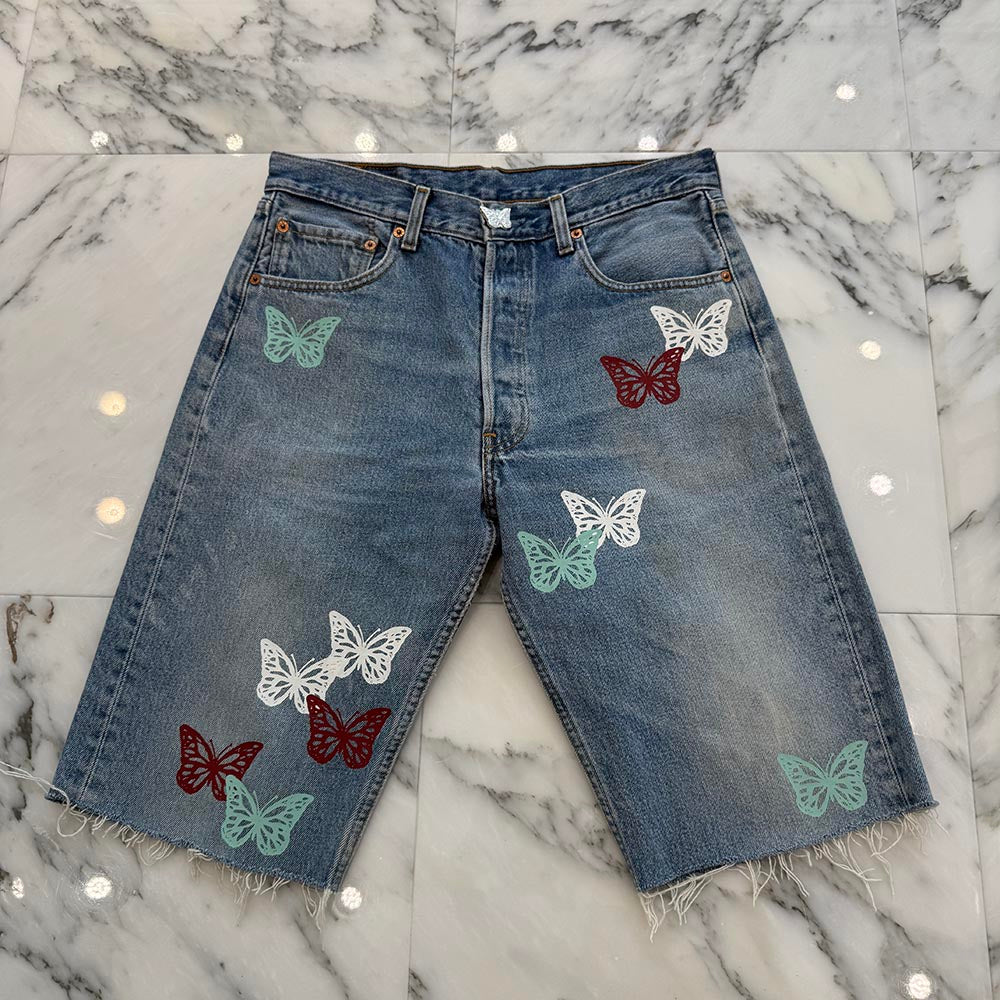 ABOUT DREAMS Butterfly Denim Shorts Size W32 × L34 アバウトドリームズ バタフライ デニムショーツ サイズ W32 × L34