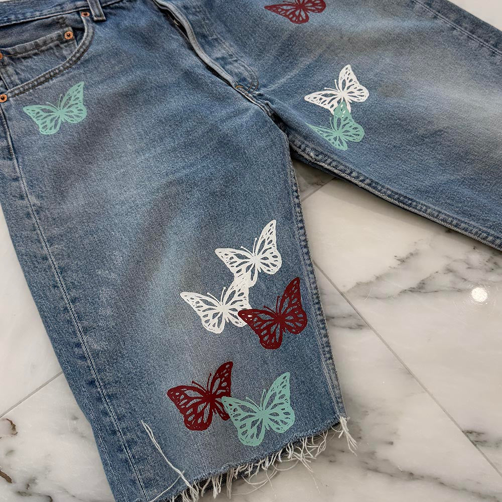 ABOUT DREAMS Butterfly Denim Shorts Size W32 × L34 アバウトドリームズ バタフライ デニムショーツ サイズ W32 × L34