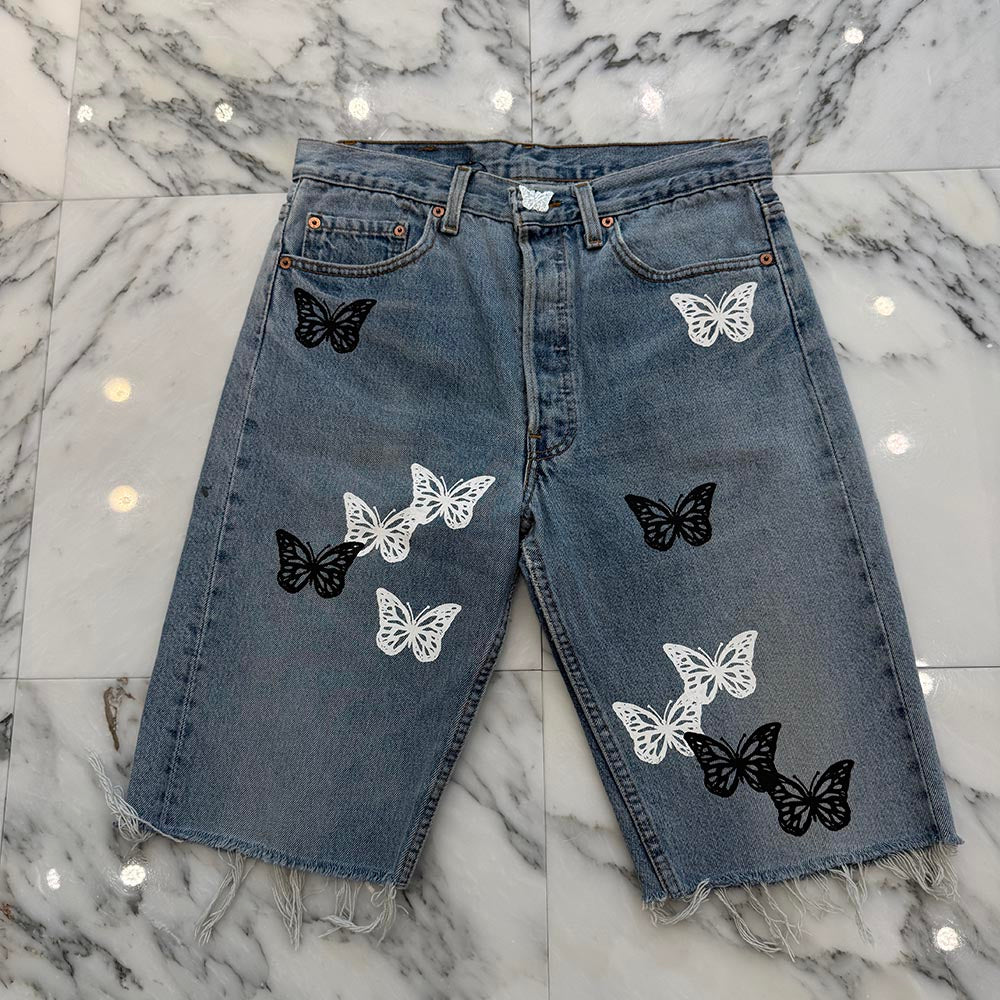 ABOUT DREAMS Butterfly Denim Shorts Size W32 × L30 アバウトドリームズ バタフライ デニムショーツ サイズ W32 × L30