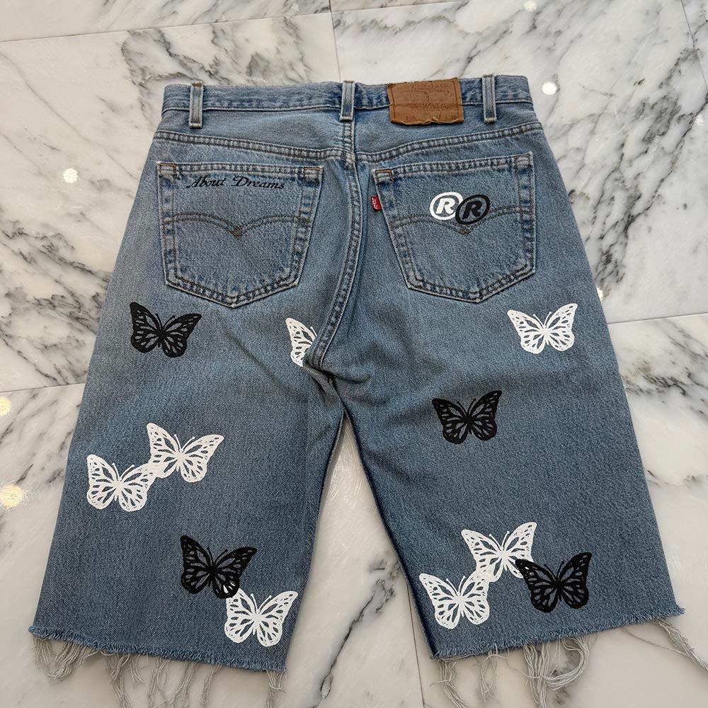 ABOUT DREAMS Butterfly Denim Shorts Size W32 × L30 アバウトドリームズ バタフライ デニムショーツ サイズ W32 × L30