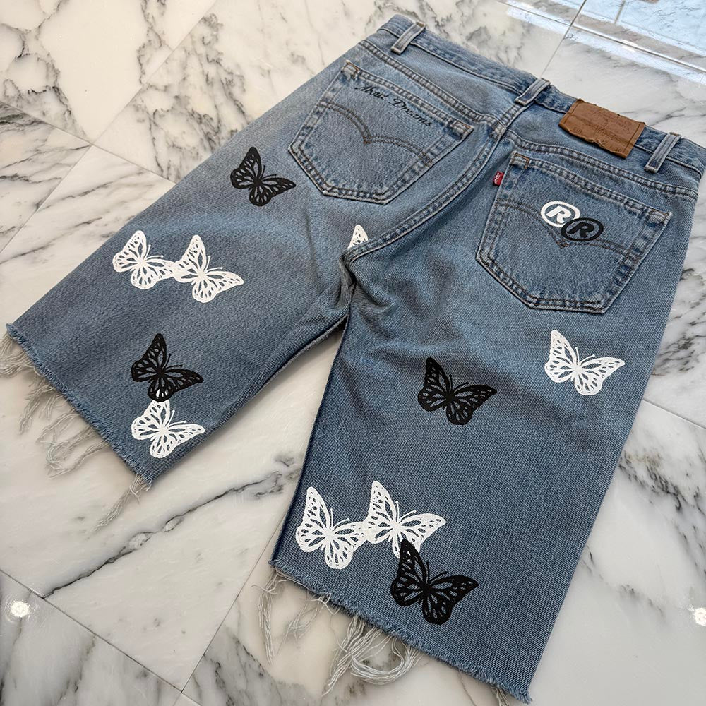 ABOUT DREAMS Butterfly Denim Shorts Size W32 × L30 アバウトドリームズ バタフライ デニムショーツ サイズ W32 × L30