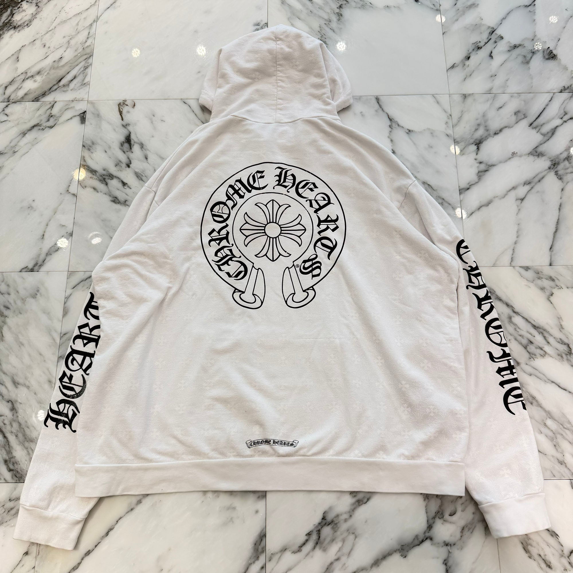 CHROME HEARTS Vertical Logo CH Plus Pullover Hoodie Size XXL クロムハーツ ヴァーティカルロゴ CHプラス総柄 プルオーバーフーディ サイズXXL