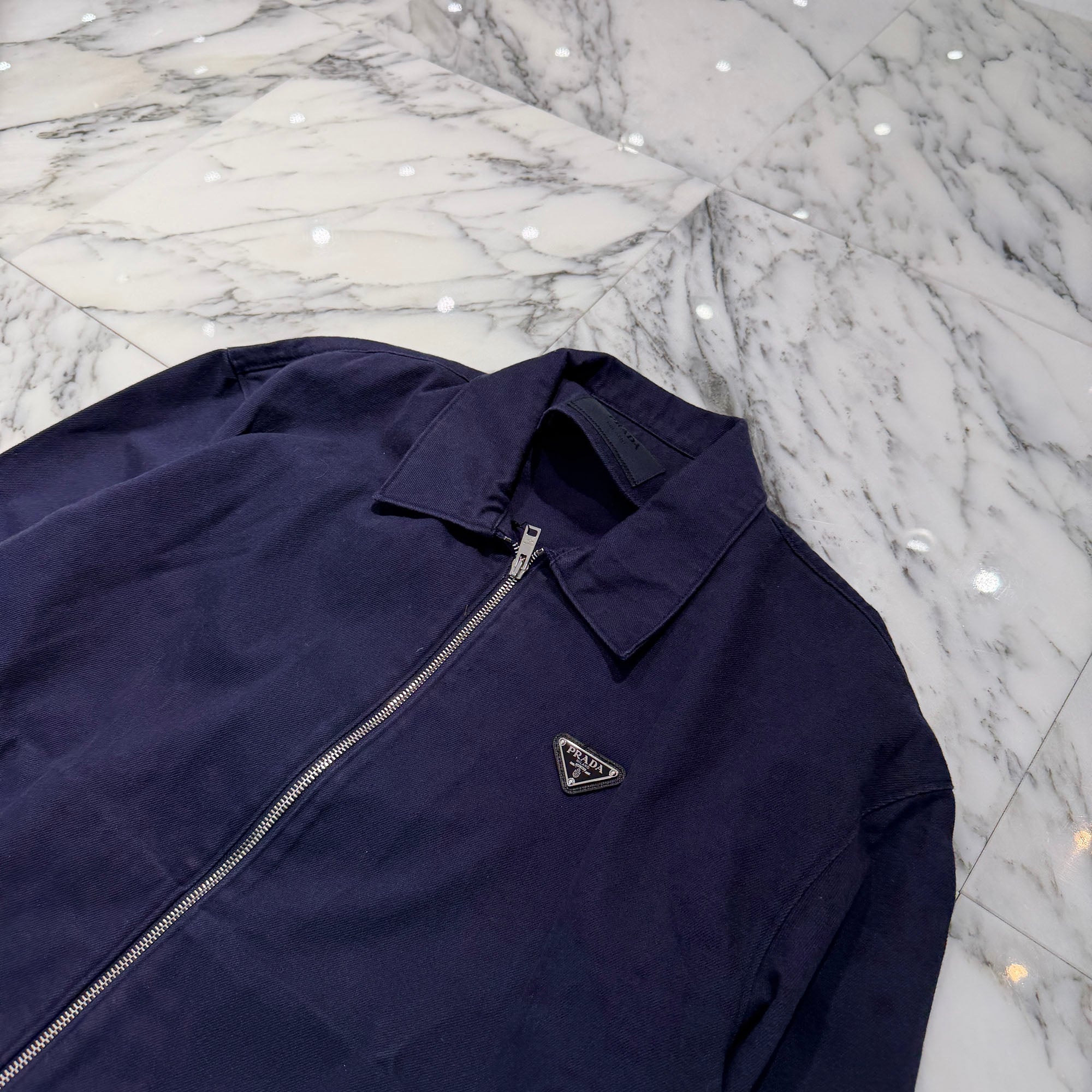 PRADA 2025SS Triangle Logo Plate Zip Up Blouson Denim Jacket GEB233 S232 16HE Size XL プラダ トライアングルロゴプレート ジップアップ ブルゾン デニムジャケット サイズXL