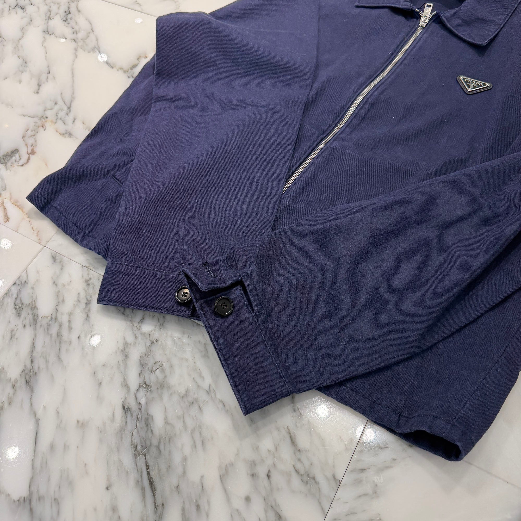 PRADA 2025SS Triangle Logo Plate Zip Up Blouson Denim Jacket GEB233 S232 16HE Size XL プラダ トライアングルロゴプレート ジップアップ ブルゾン デニムジャケット サイズXL